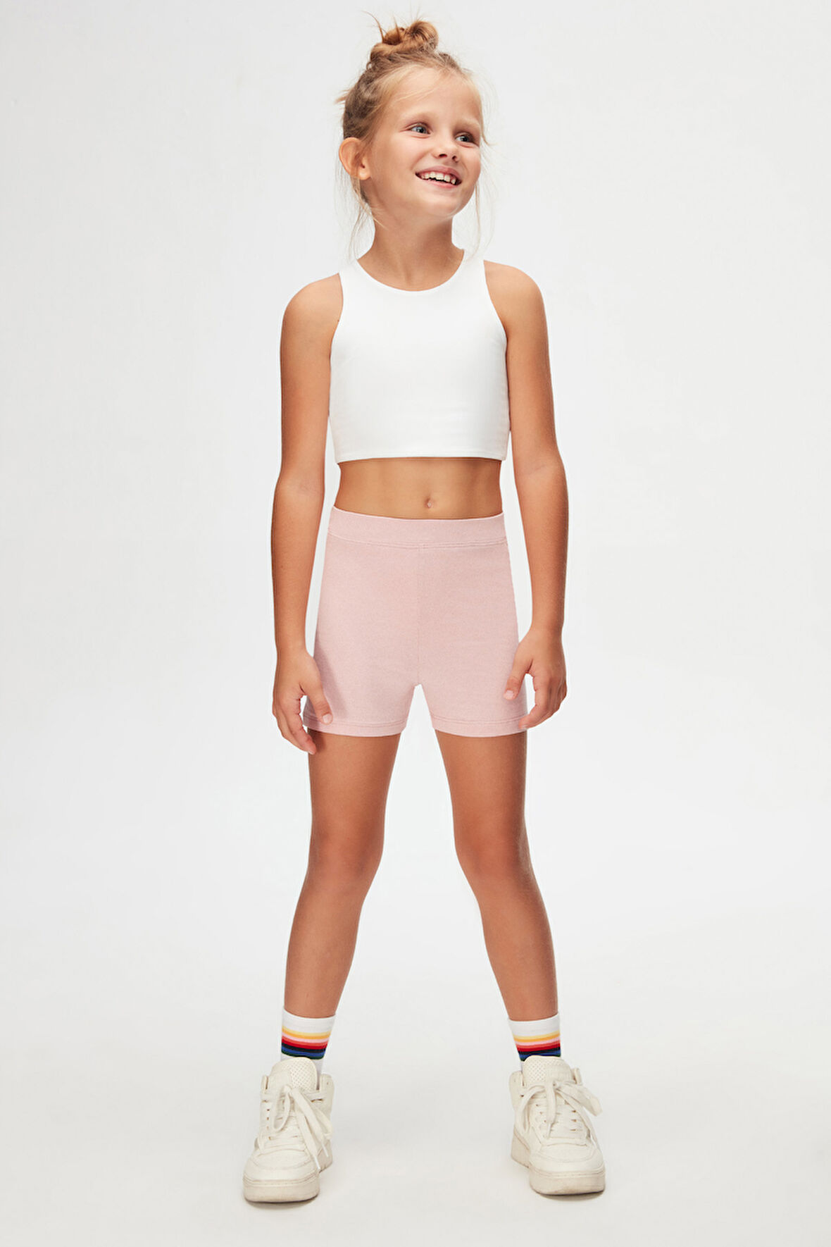 Pudra Pembe Basic Kız Çocuk Dans Şort