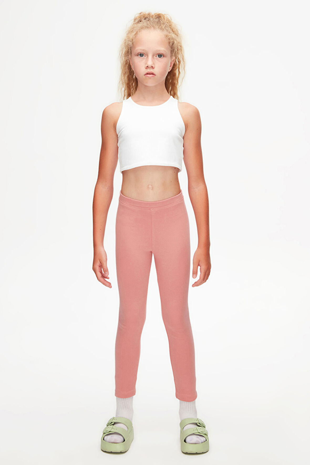 Koyu Pudra Basic Kız Çocuk Kışlık Tayt