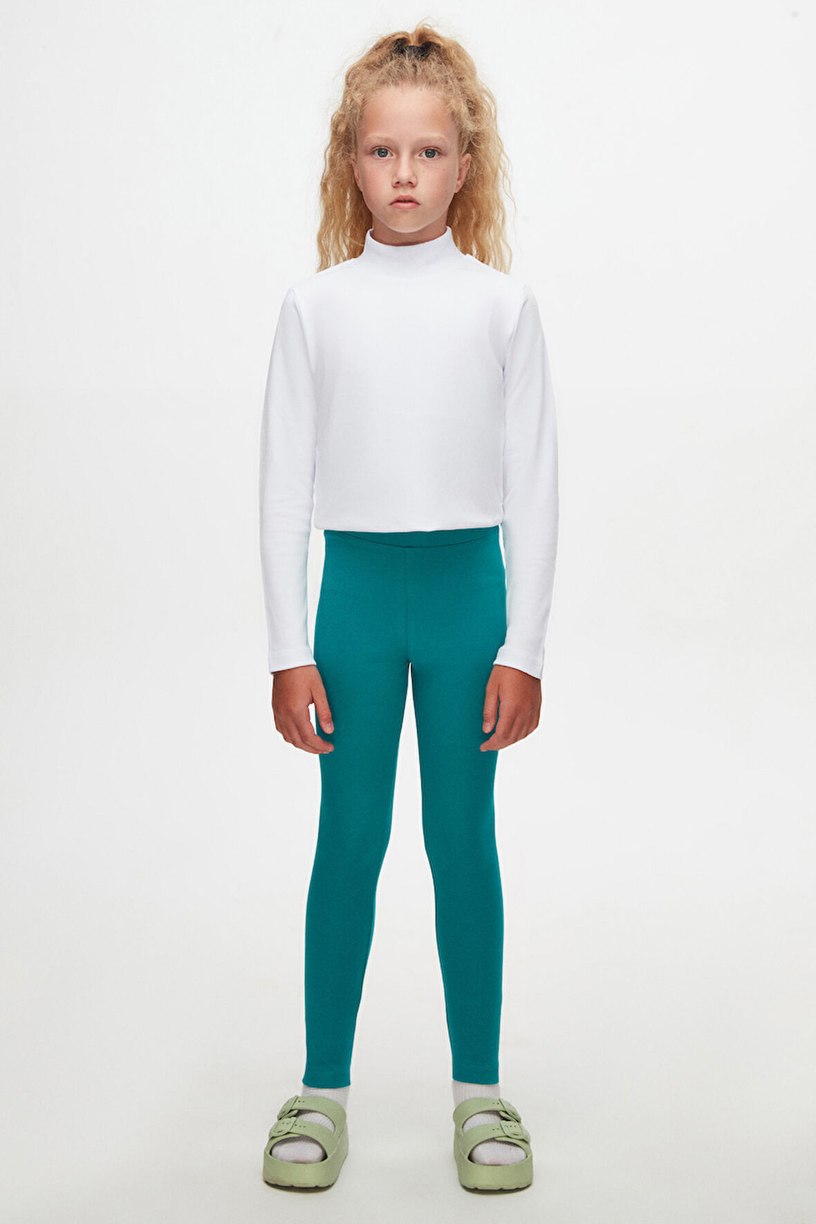 Koyu Petrol Basic Kız Çocuk Kışlık Tayt