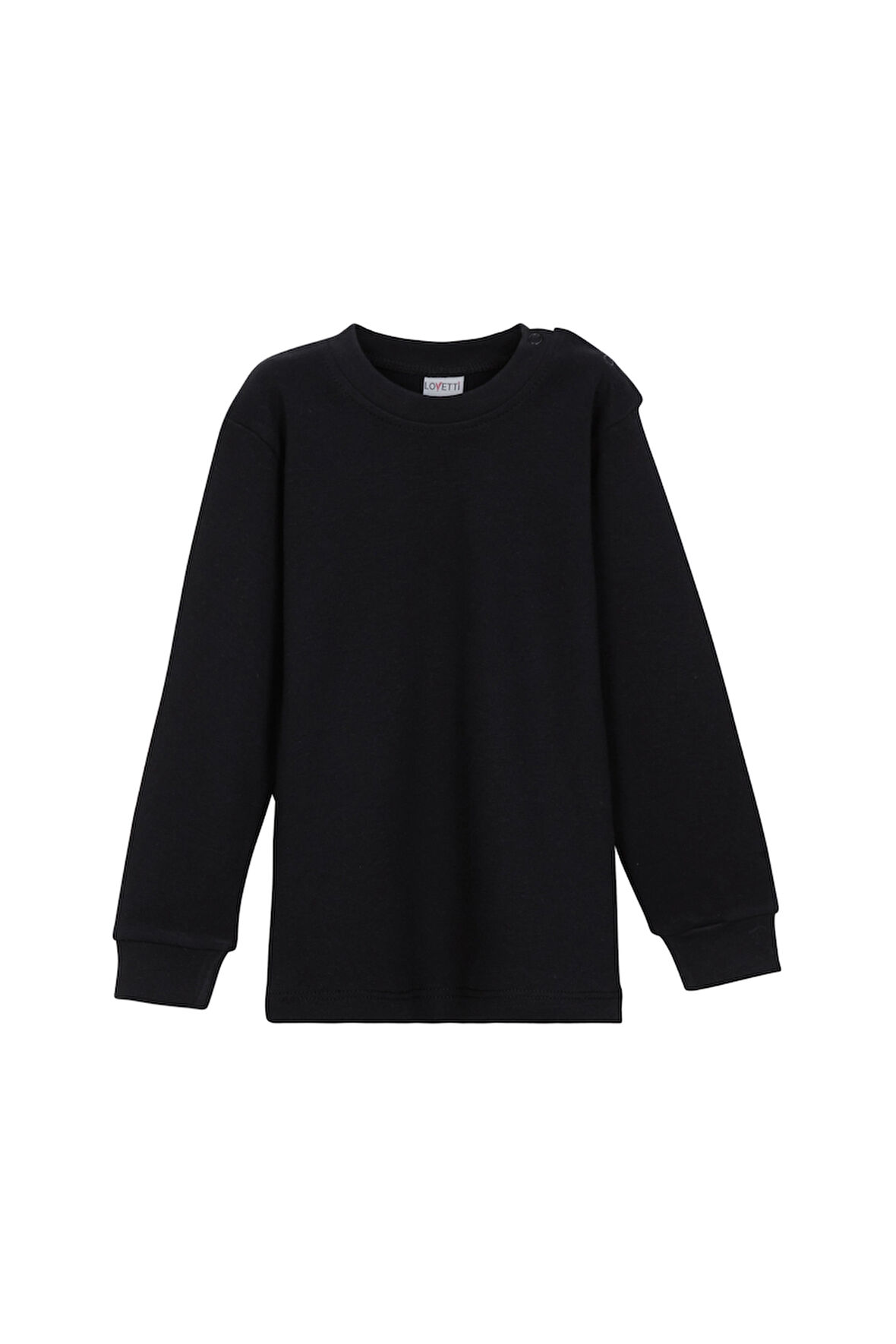 Siyah Basic Kız Bebek Çıtçıtlı Yaka Kışlık Uzun Kollu Tişört