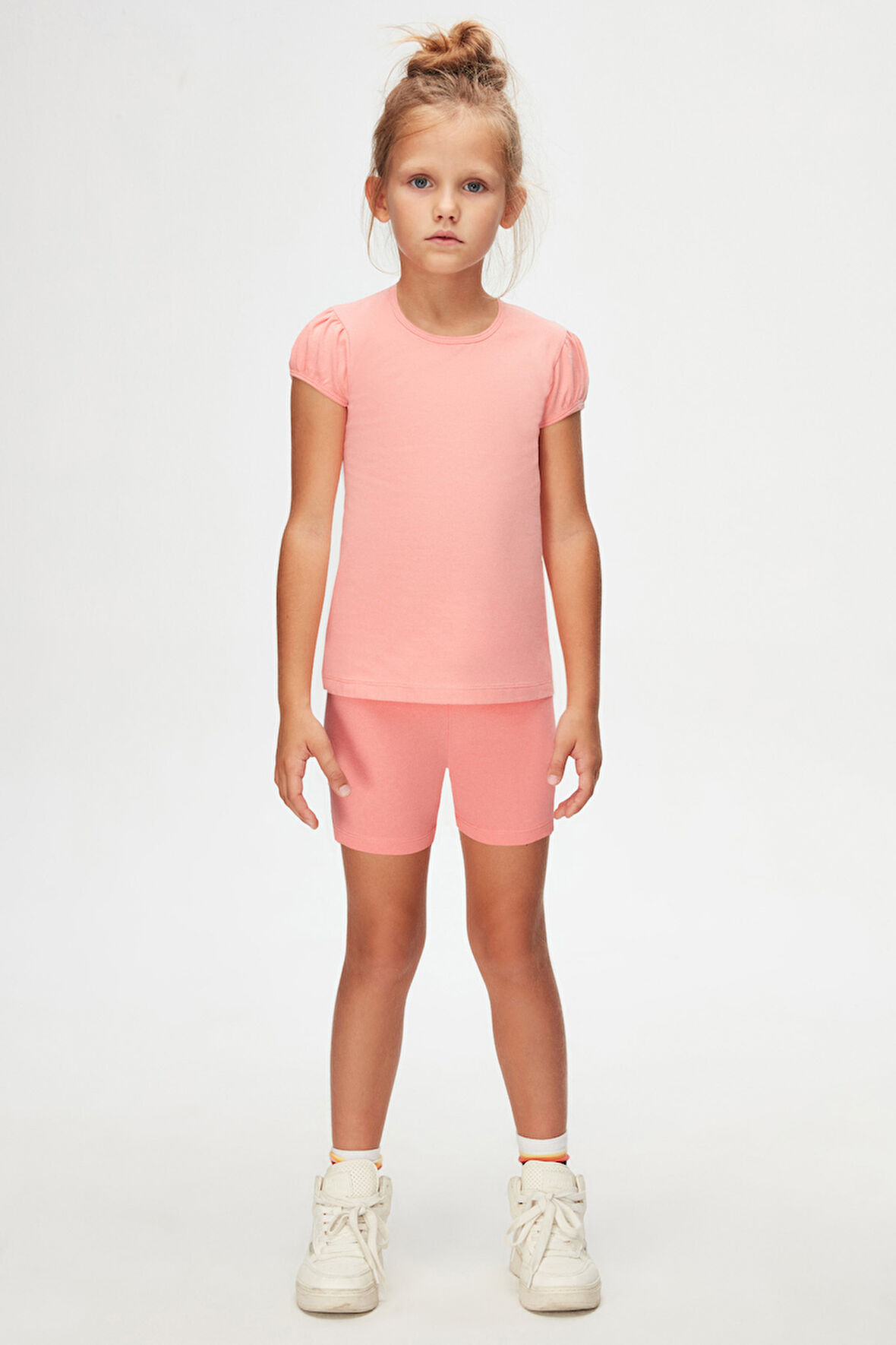 Somon Basic Kız Çocuk Sıfır Yaka Karpuz Kol Tişört