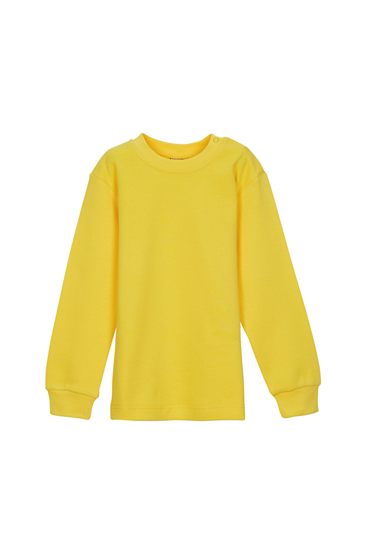 Sarı Basic Kız Çocuk Çıtçıtlı Sıfır Yaka Kışlık Uzun Kol Tişört
