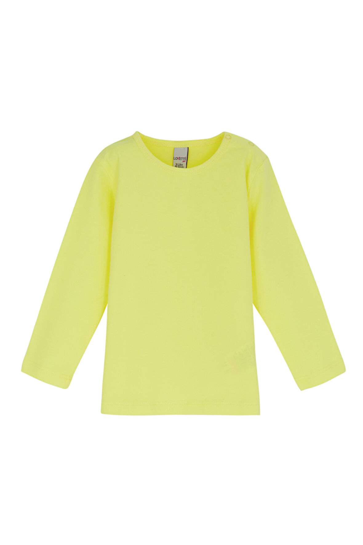 Açık Sarı Basic  Çıtçıtlı Uzun Kollu Bebek Tişört