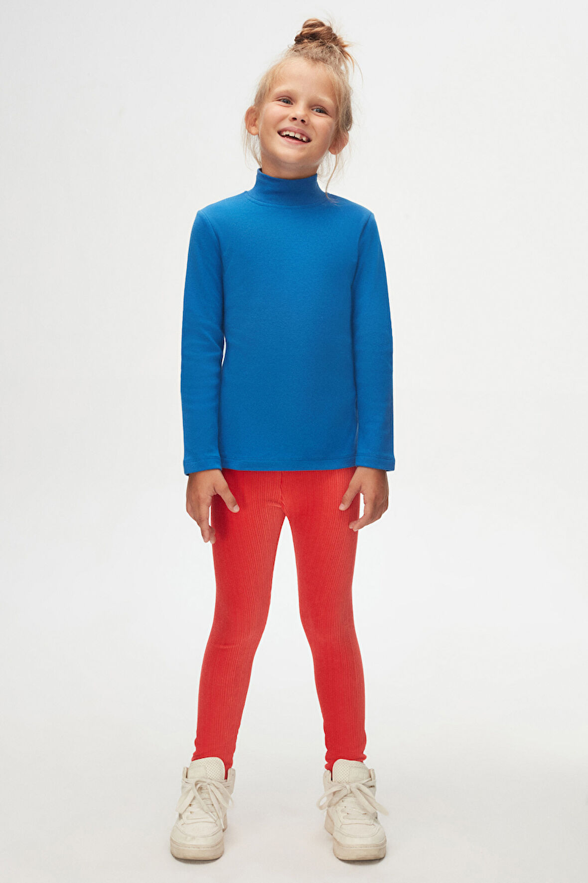 Saks Basic Kışlık Yarım Balıkçı Yaka Uzun Kollu Kız Çocuk Tişört