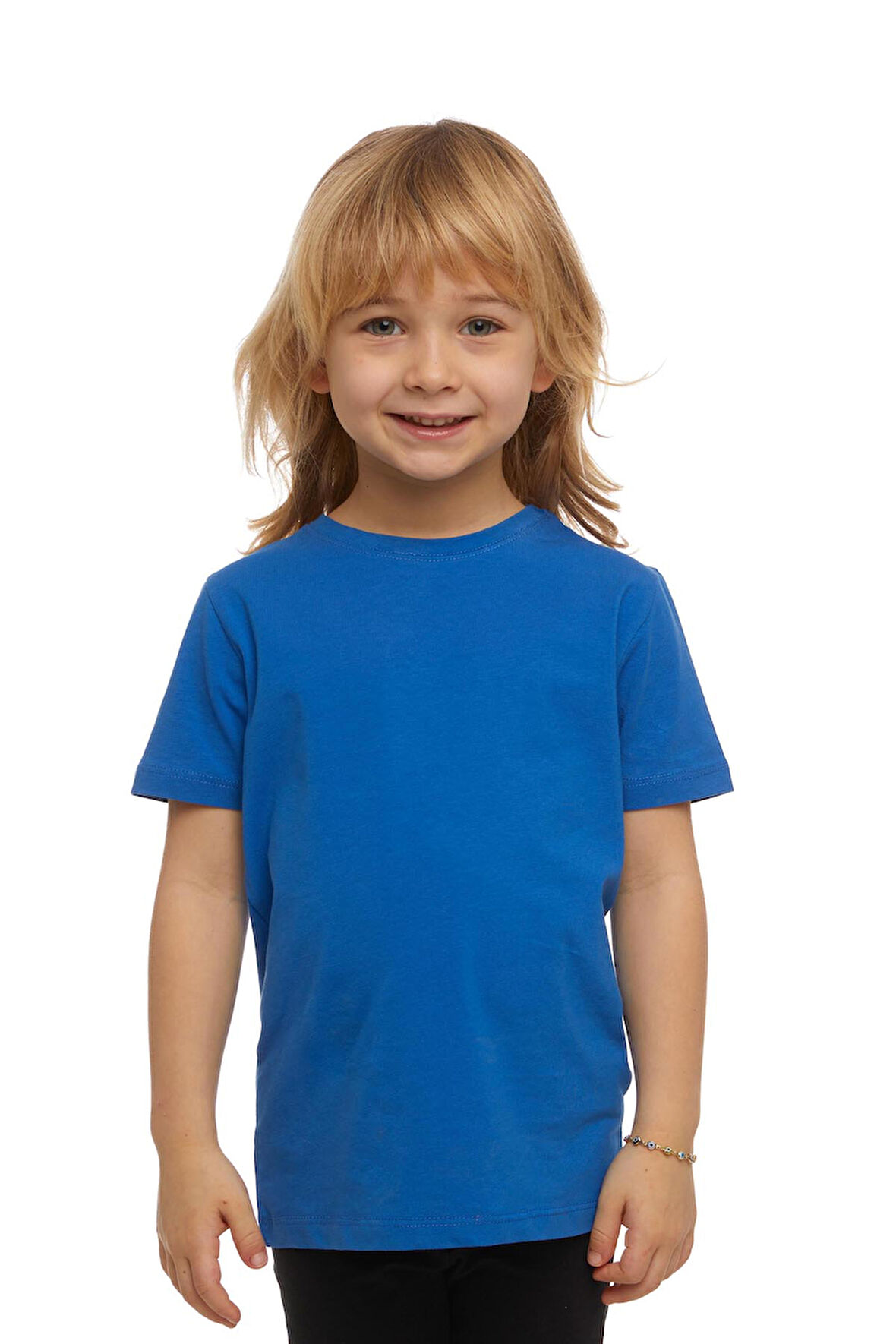 Saks Basic Unisex Çocuk Sıfır Yaka Kısa Kollu Tişört