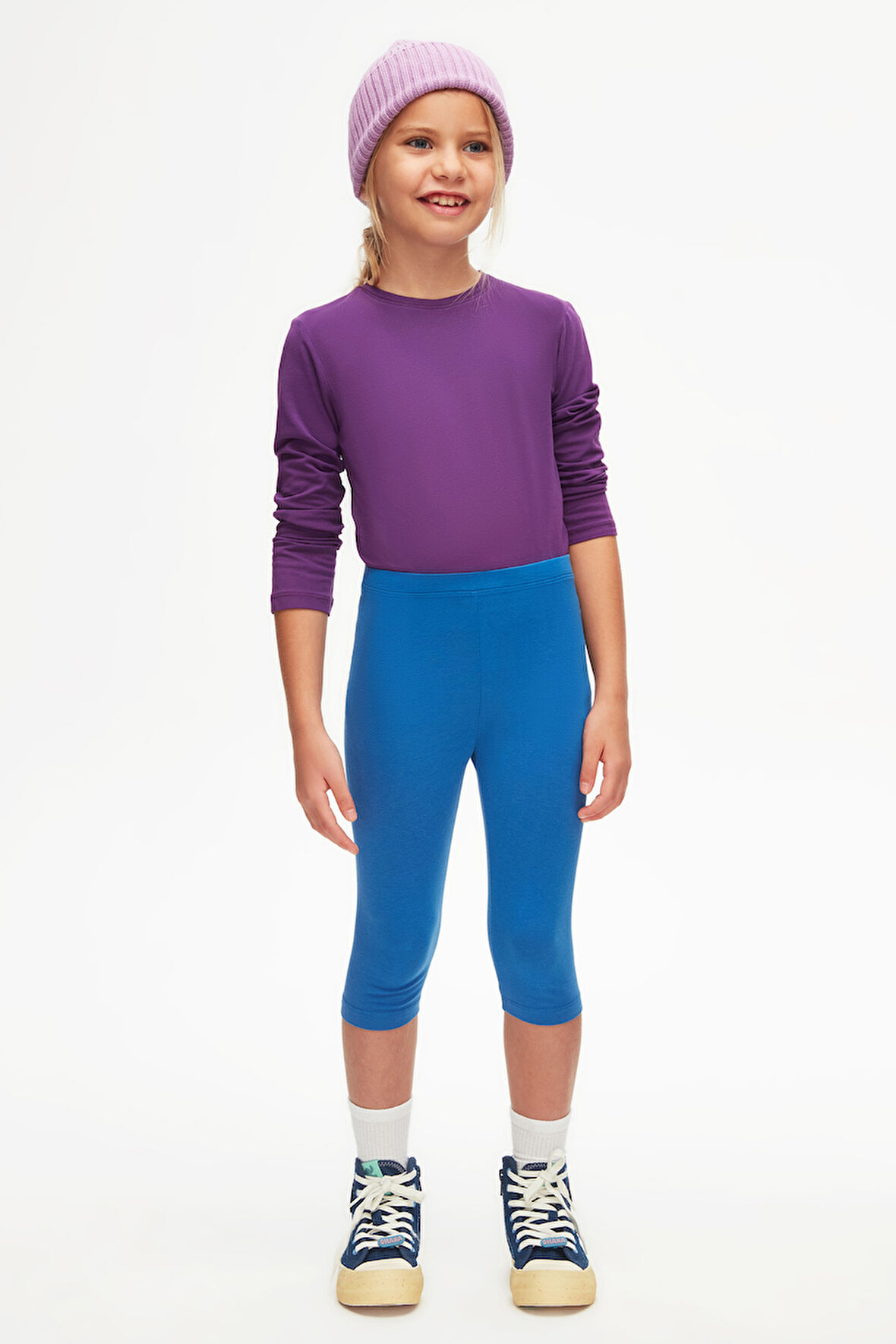 Saks Basic Kız Çocuk Diz Altı Tayt Kapri