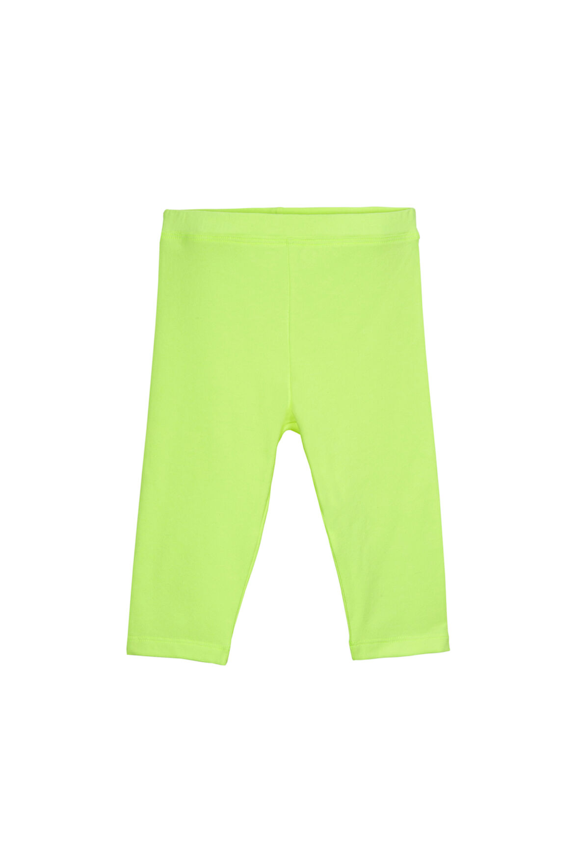 Neon Sarı Basic Kız Çocuk Diz Altı Tayt Kapri