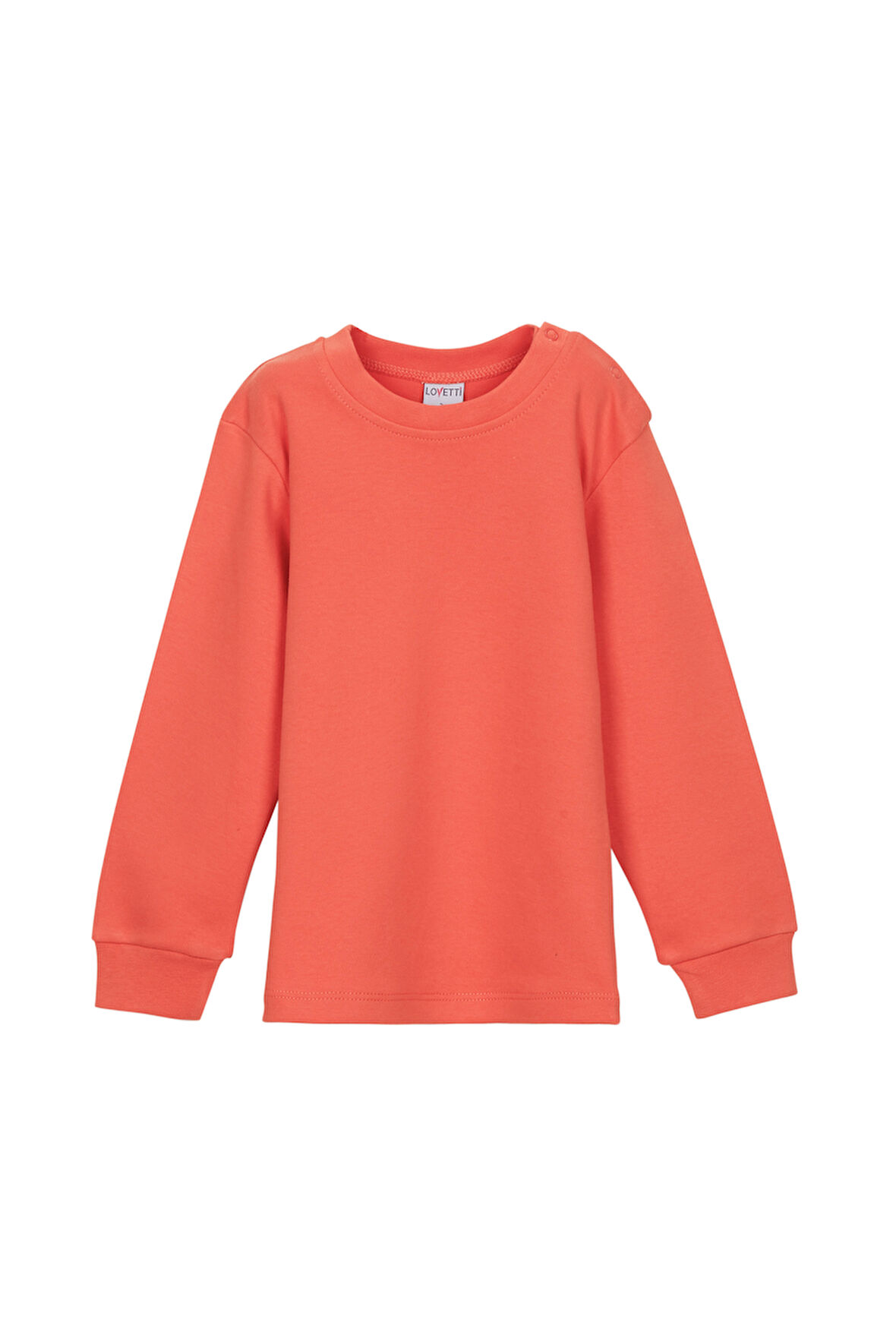 Açık Turuncu Basic Kız Çocuk Çıtçıtlı Sıfır Yaka Kışlık Uzun Kol Tişört