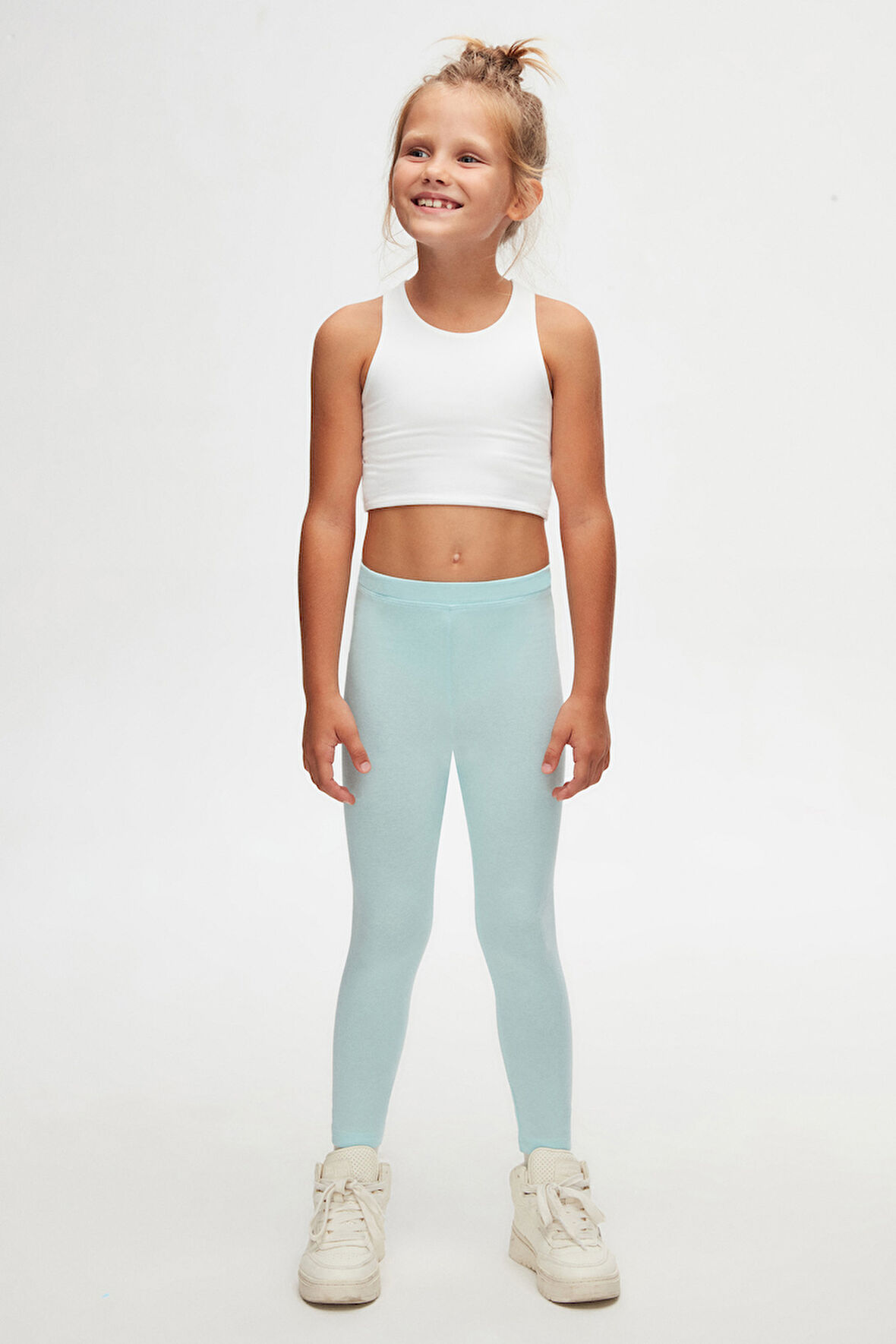 Uçuk Turkuaz Basic Kız Çocuk Yazlık Tayt