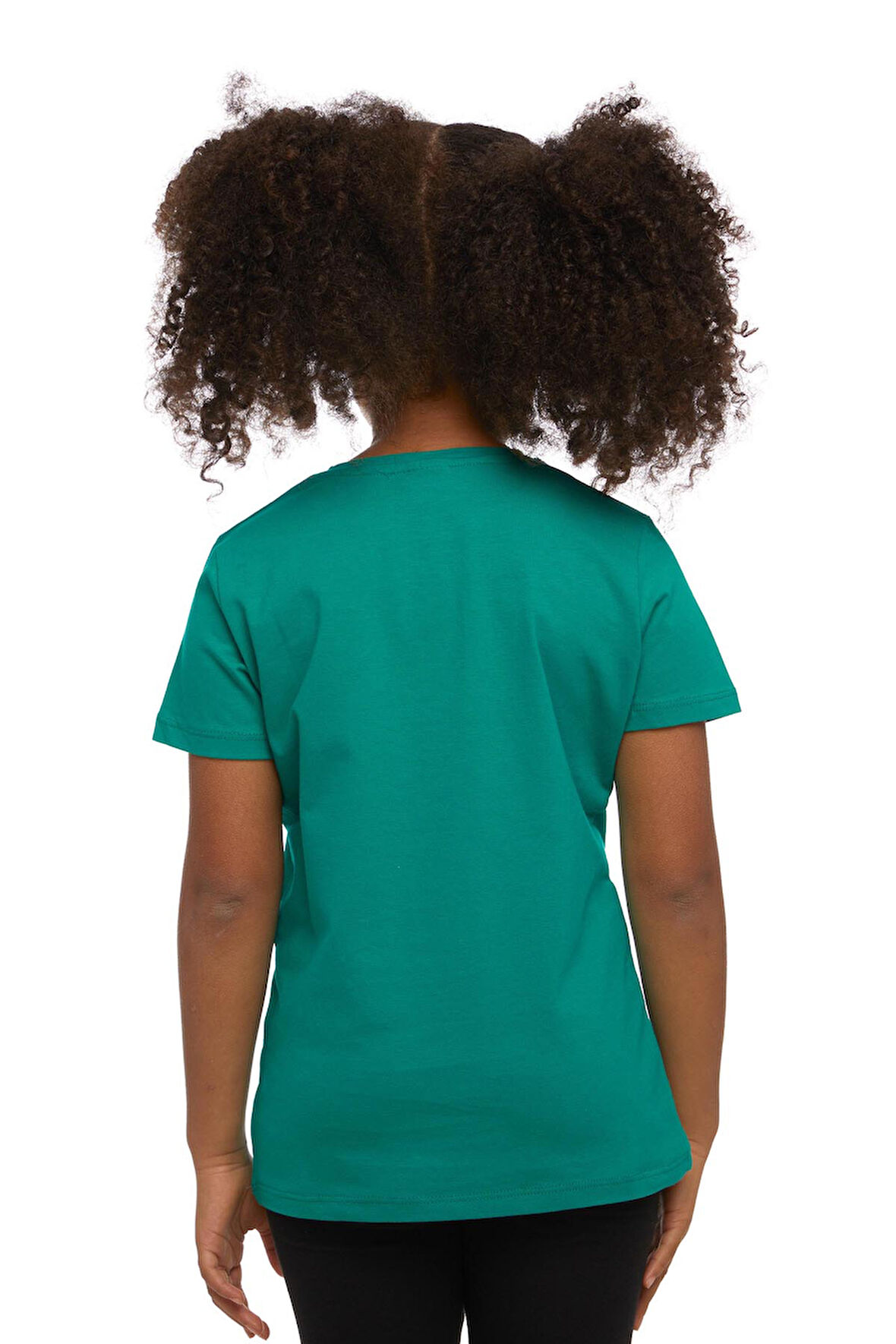 Koyu Yeşil Basic Unisex Çocuk Sıfır Yaka Kısa Kollu Tişört