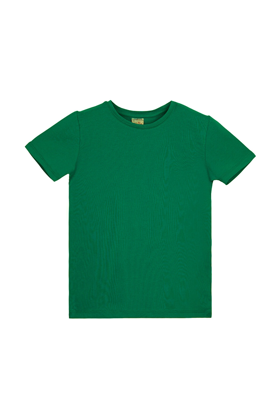 Yeşil Basic Unisex Çocuk Sıfır Yaka Kısa Kollu Tişört