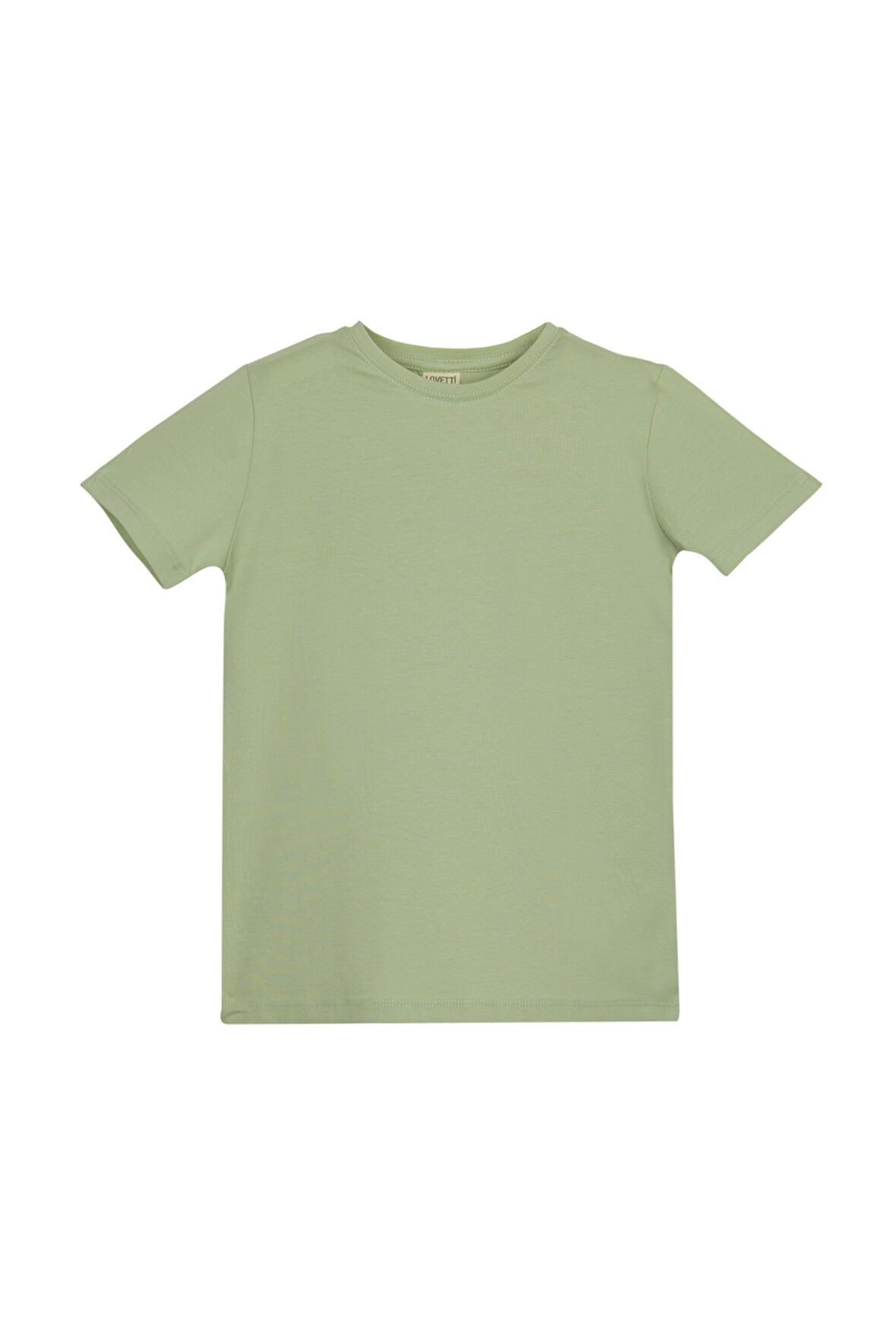 Açık Çağla Yeşil Basic Unisex Çocuk Sıfır Yaka Kısa Kollu Tişört