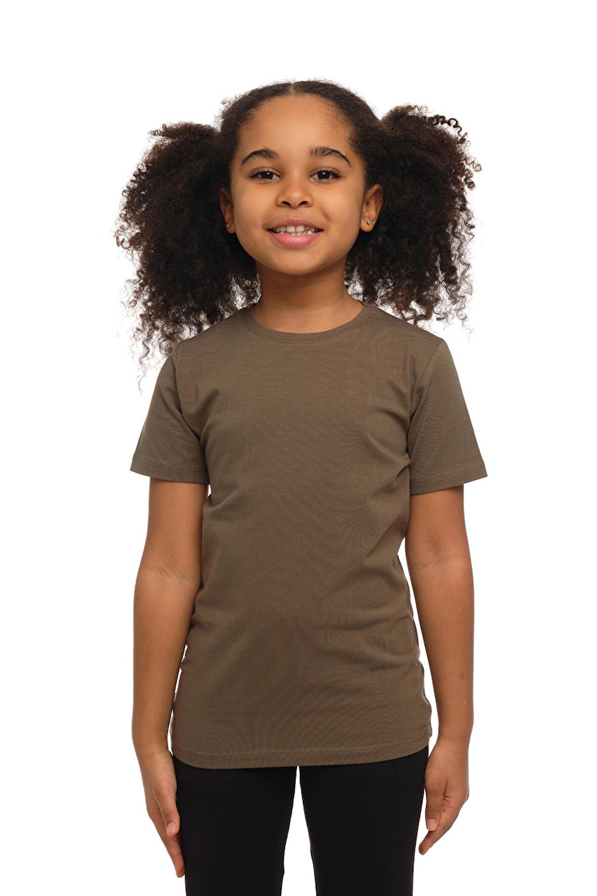 Kamuflaj Yeşil Basic Unisex Çocuk Sıfır Yaka Kısa Kollu Tişört