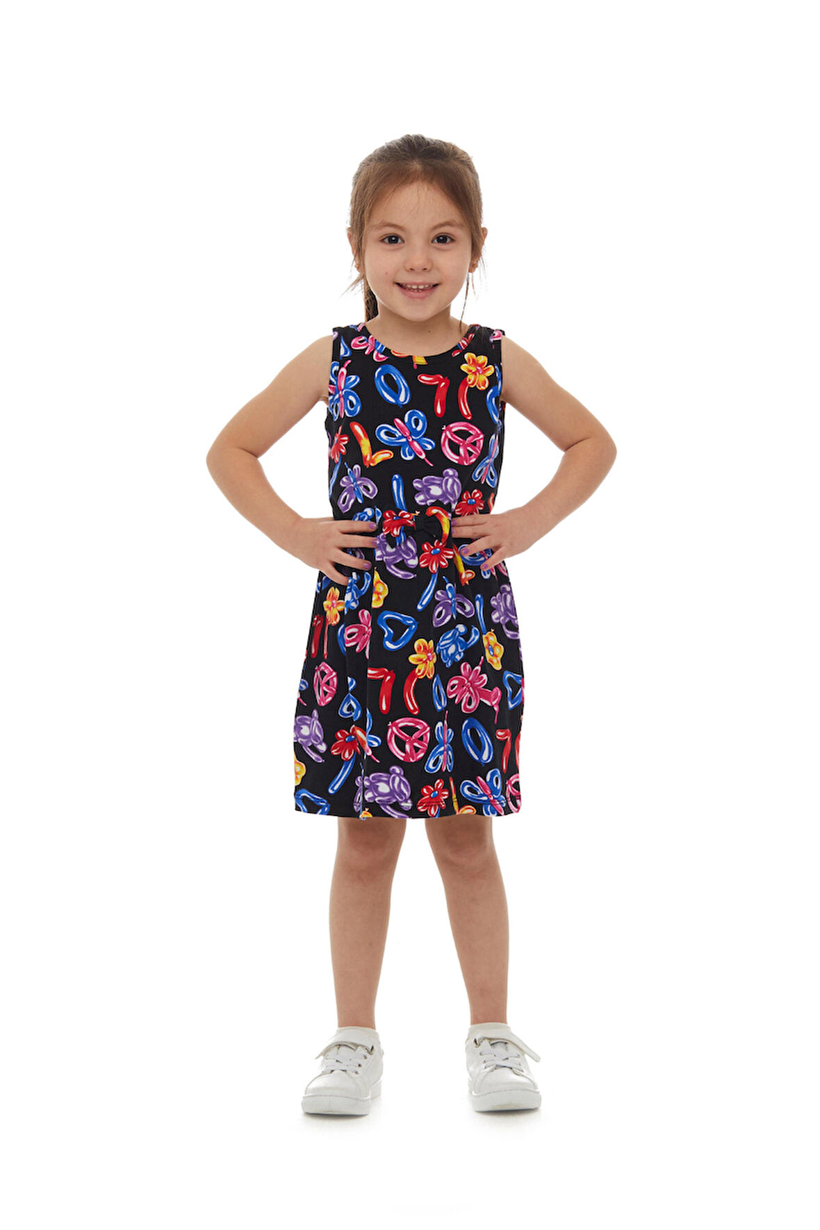 Jelly Balloon Kız Çocuk Desenli Kolsuz Elbise