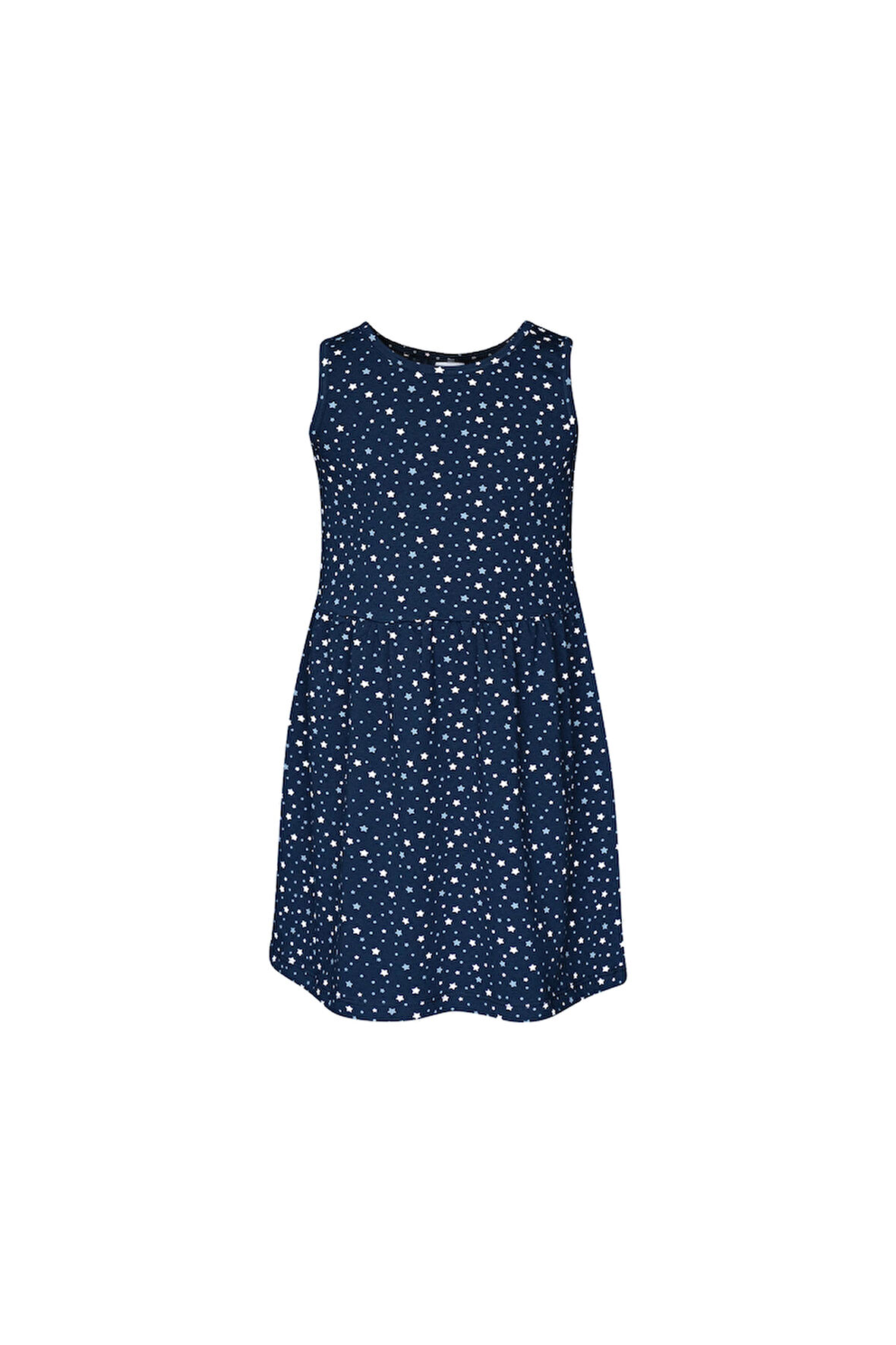 Koyu Lacivert Little Stars Kız Çocuk Desenli Kolsuz Elbise