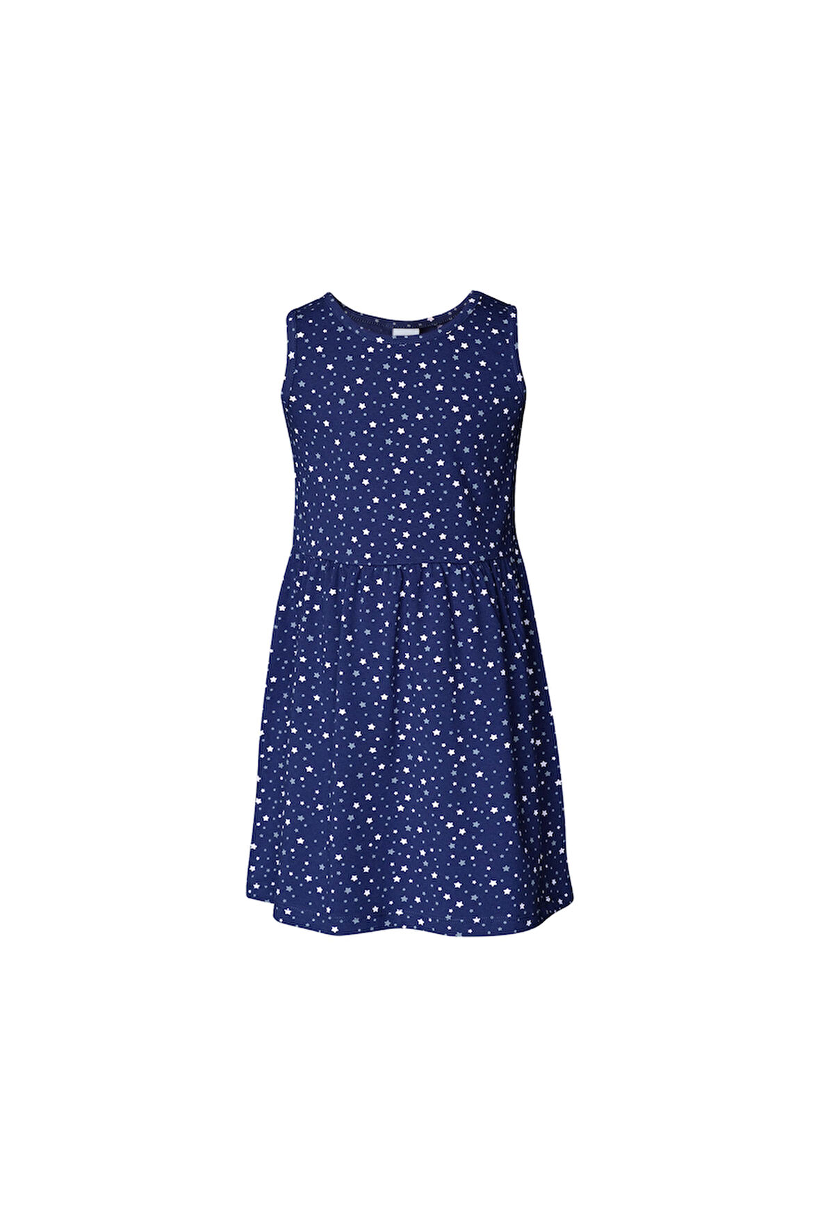 Açık Lacivert Little Stars Kız Çocuk Desenli Kolsuz Elbise