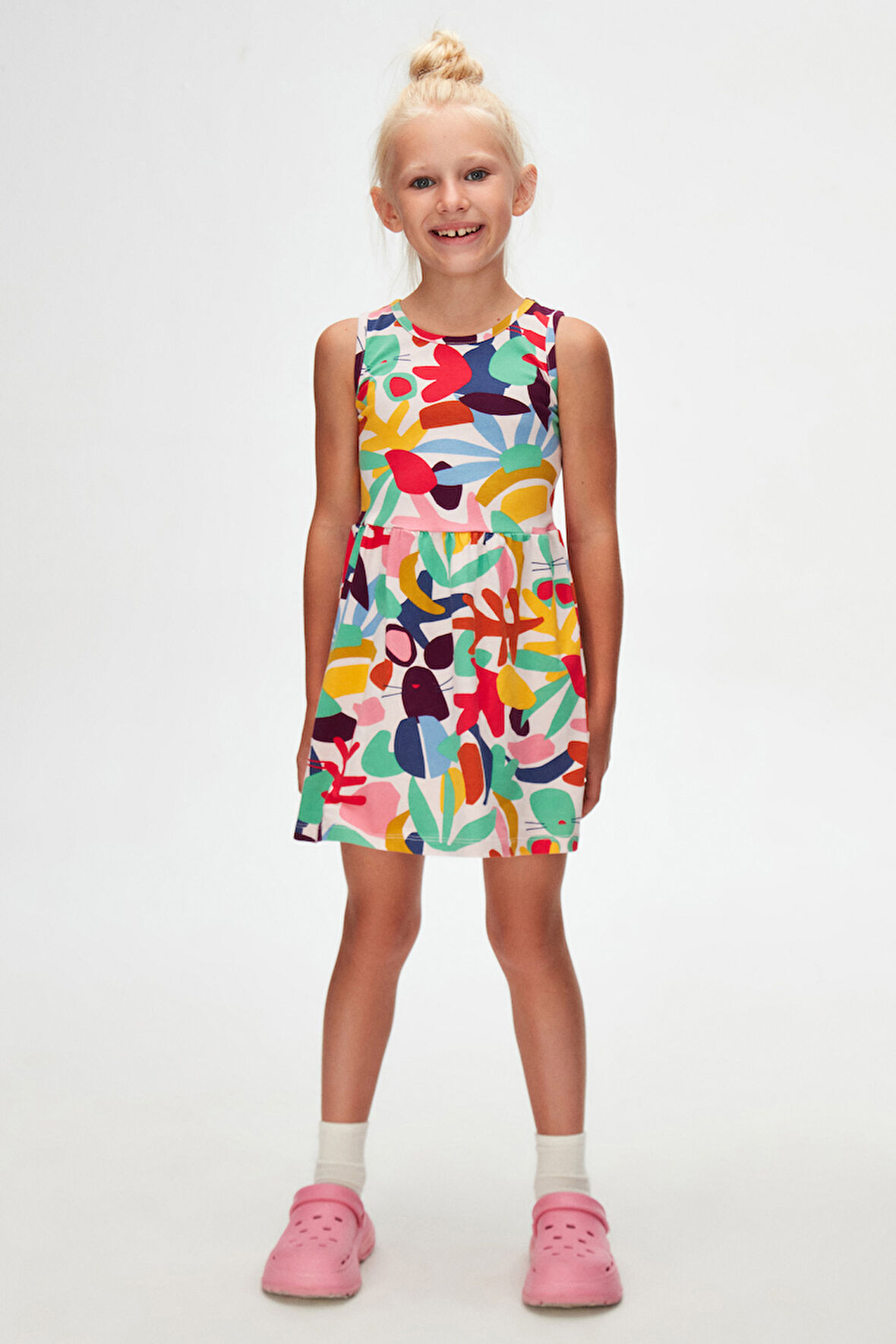 Cutouts Foliage Kız Çocuk Desenli Kolsuz Elbise