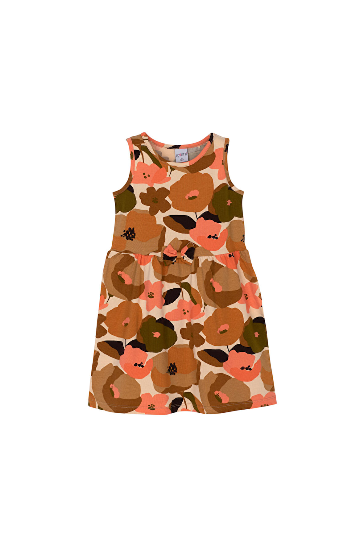 Somon Retro Flowers Kız Çocuk Desenli Kolsuz Elbise