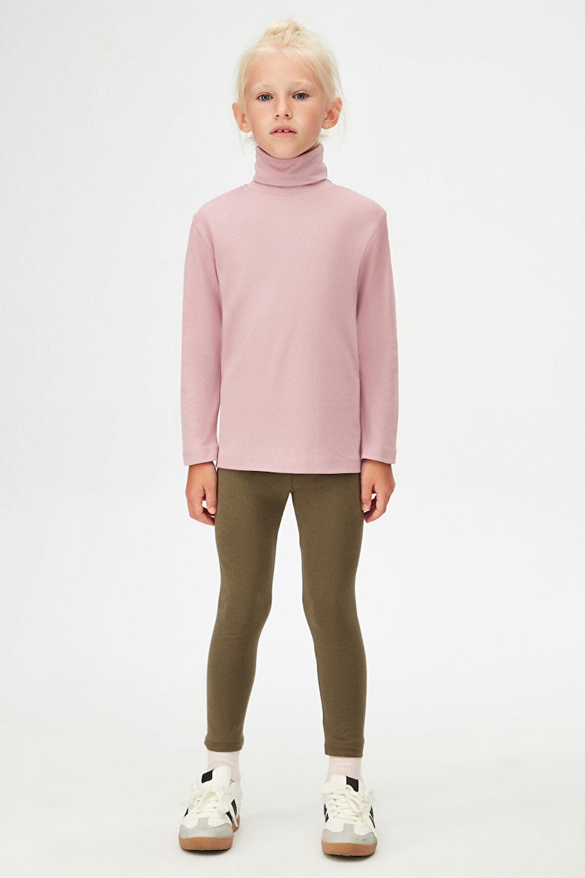 Gül Kurusu Basic Kışlık Tam Balıkçı Yaka Uzun Kollu Kız Çocuk Tişört