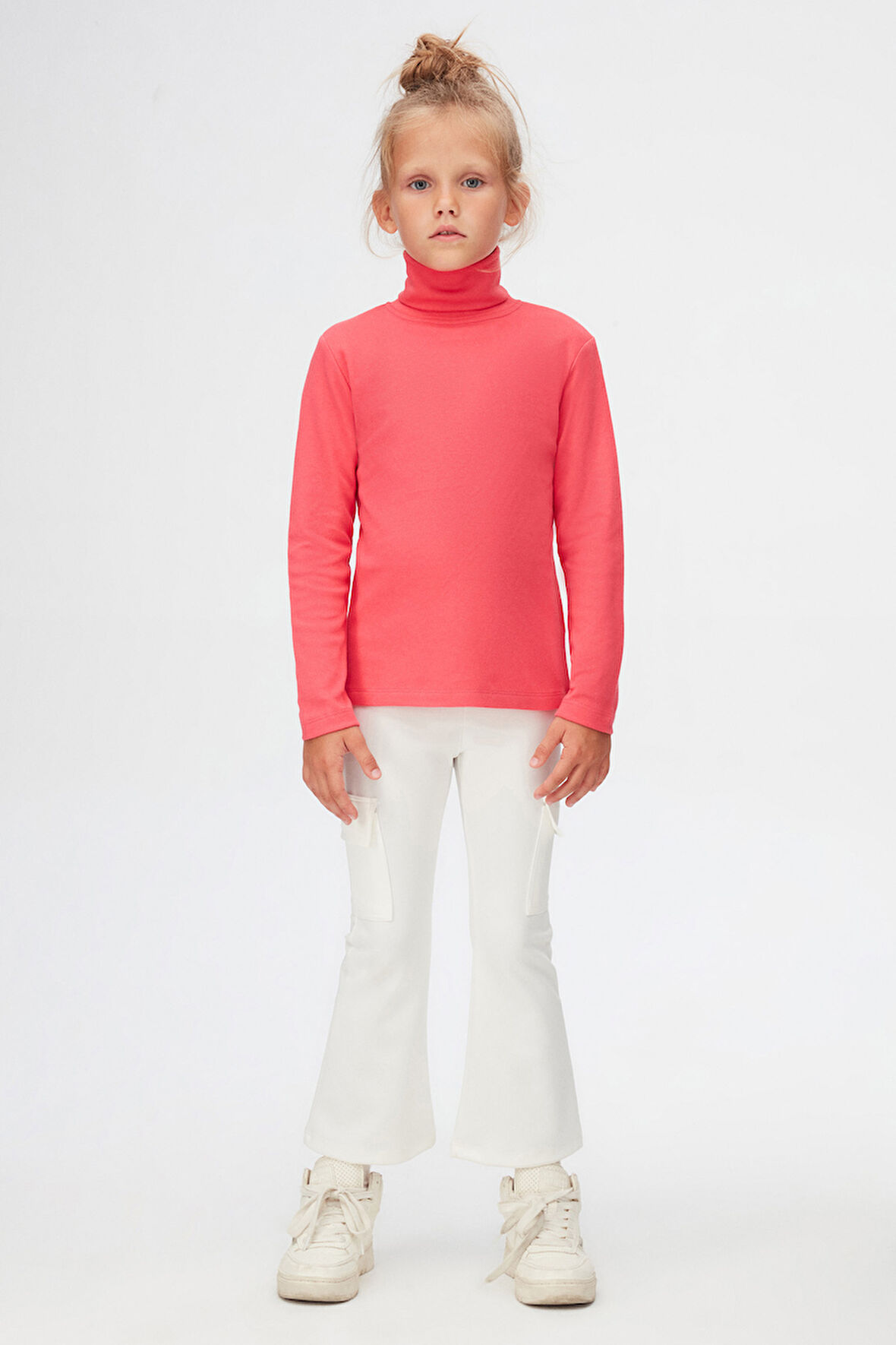 Nar Çiçeği Basic Kışlık Tam Balıkçı Yaka Uzun Kollu Kız Çocuk Tişört