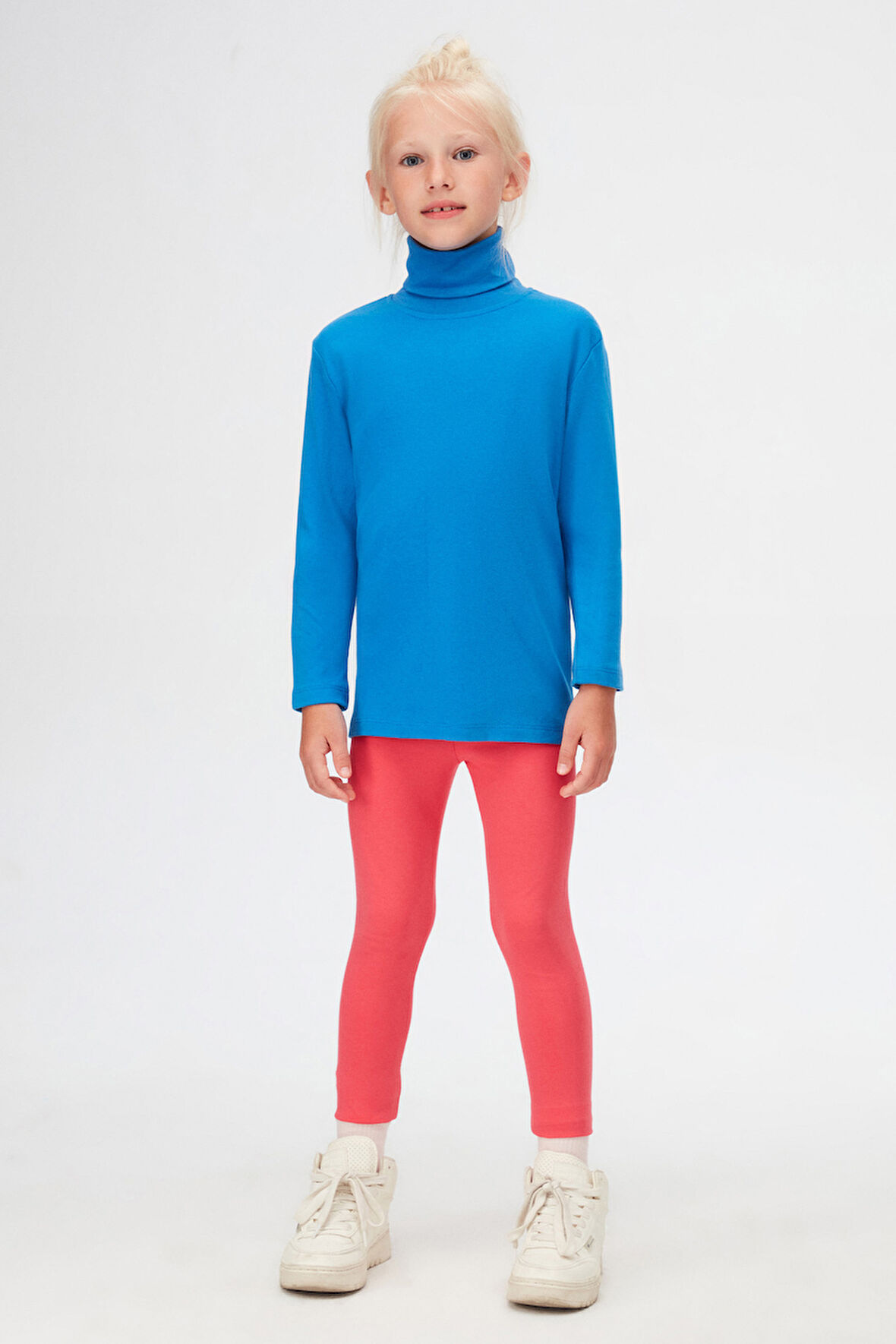 Saks Basic Kışlık Tam Balıkçı Yaka Uzun Kollu Kız Çocuk Tişört