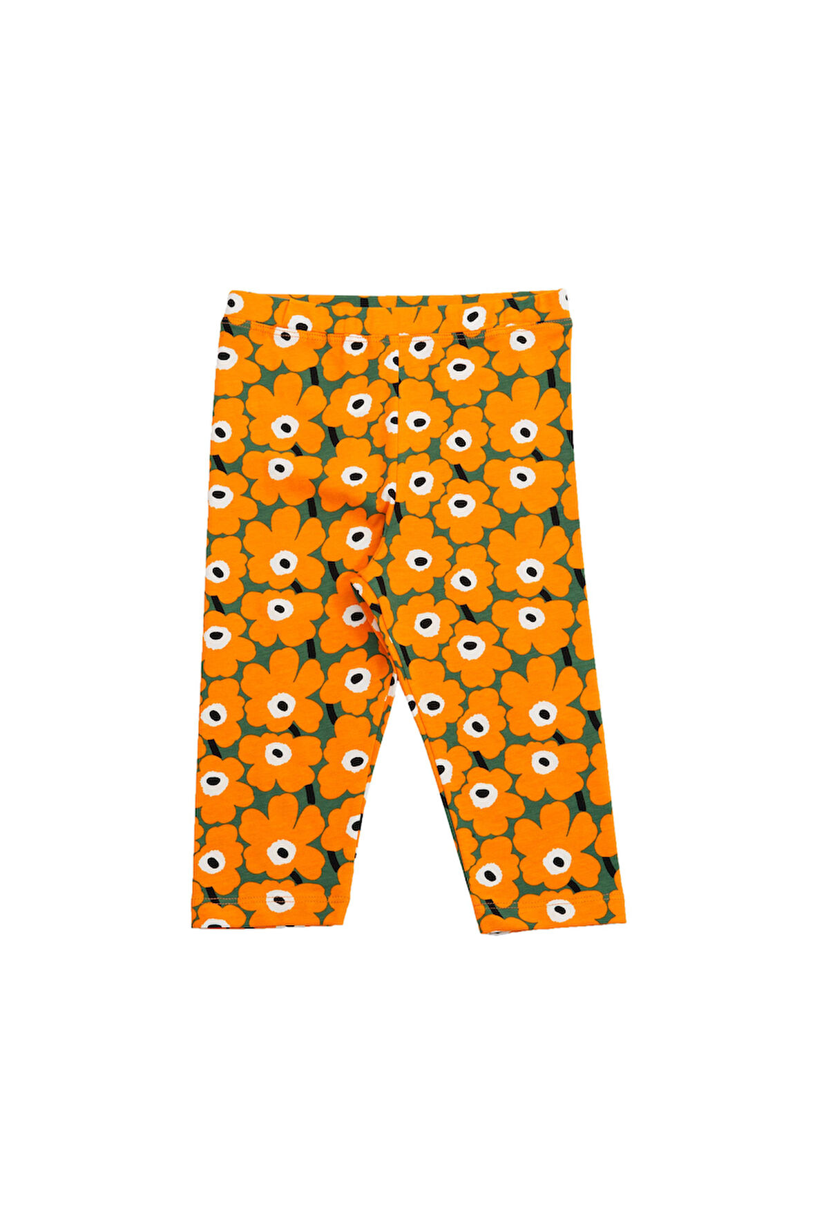 Turuncu Flower Clouds Kız Çocuk Desenli Diz Altı Tayt Kapri