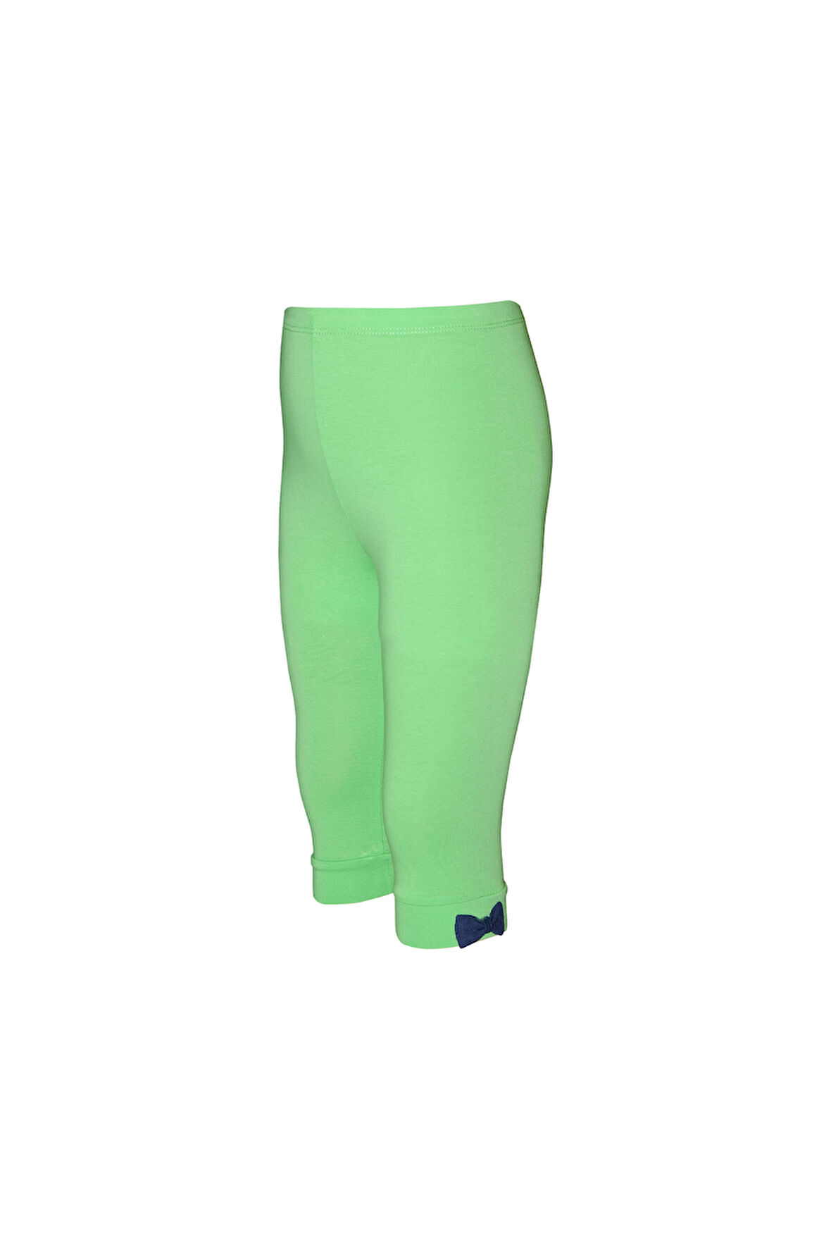 Pastel Yeşil Basic Kız Çocuk Fiyonklu Diz Altı Tayt Kapri