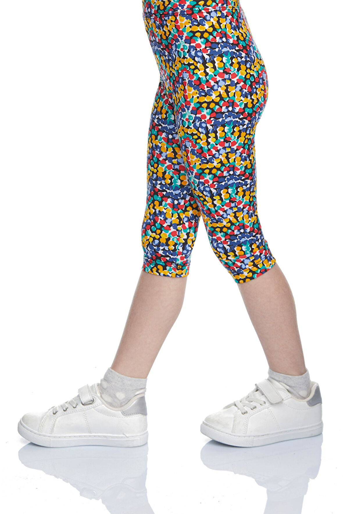 Abstract Speckled Kız Çocuk Desenli Diz Altı Tayt Kapri