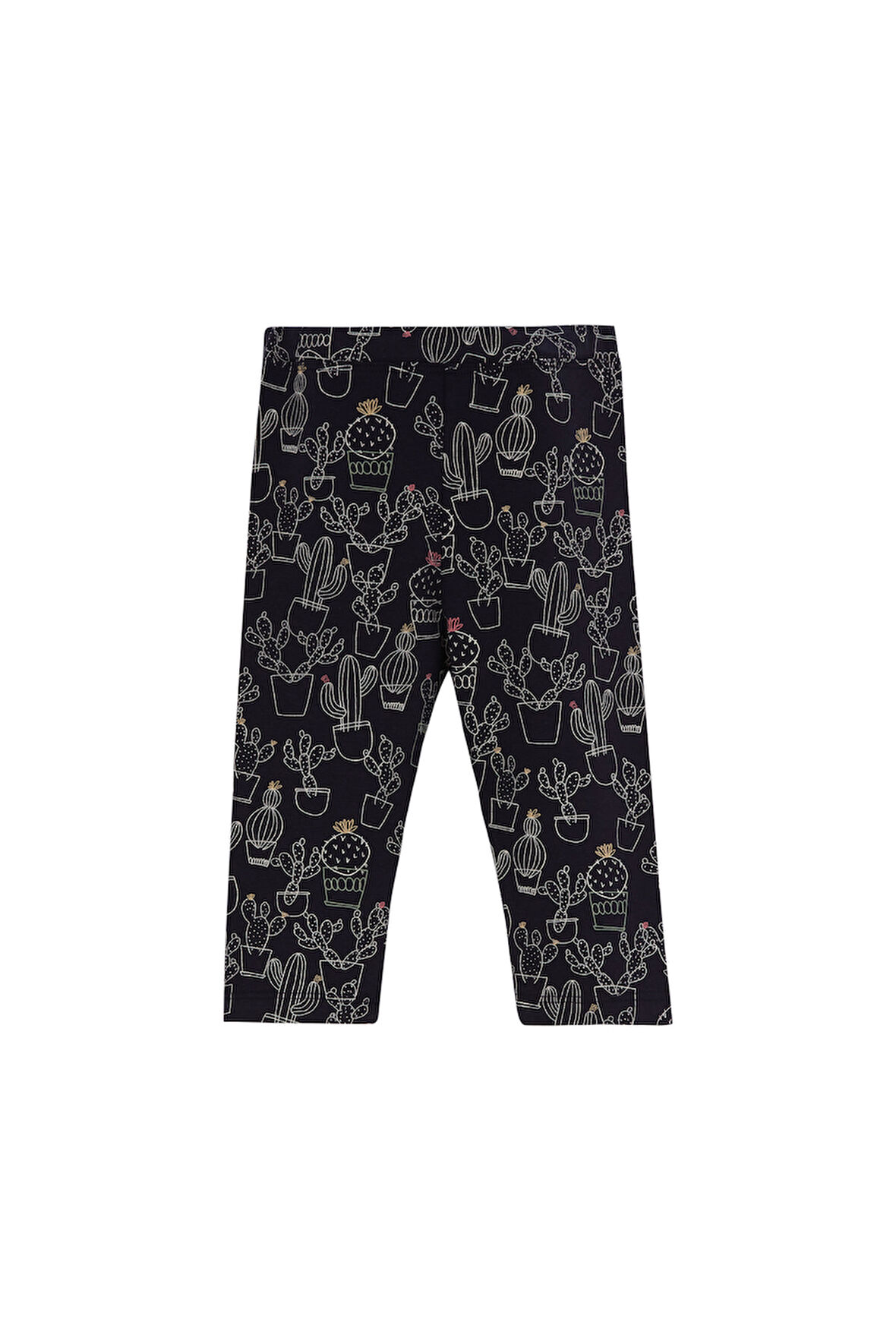 Line Art Cactus Kız Çocuk Desenli Diz Altı Tayt Kapri