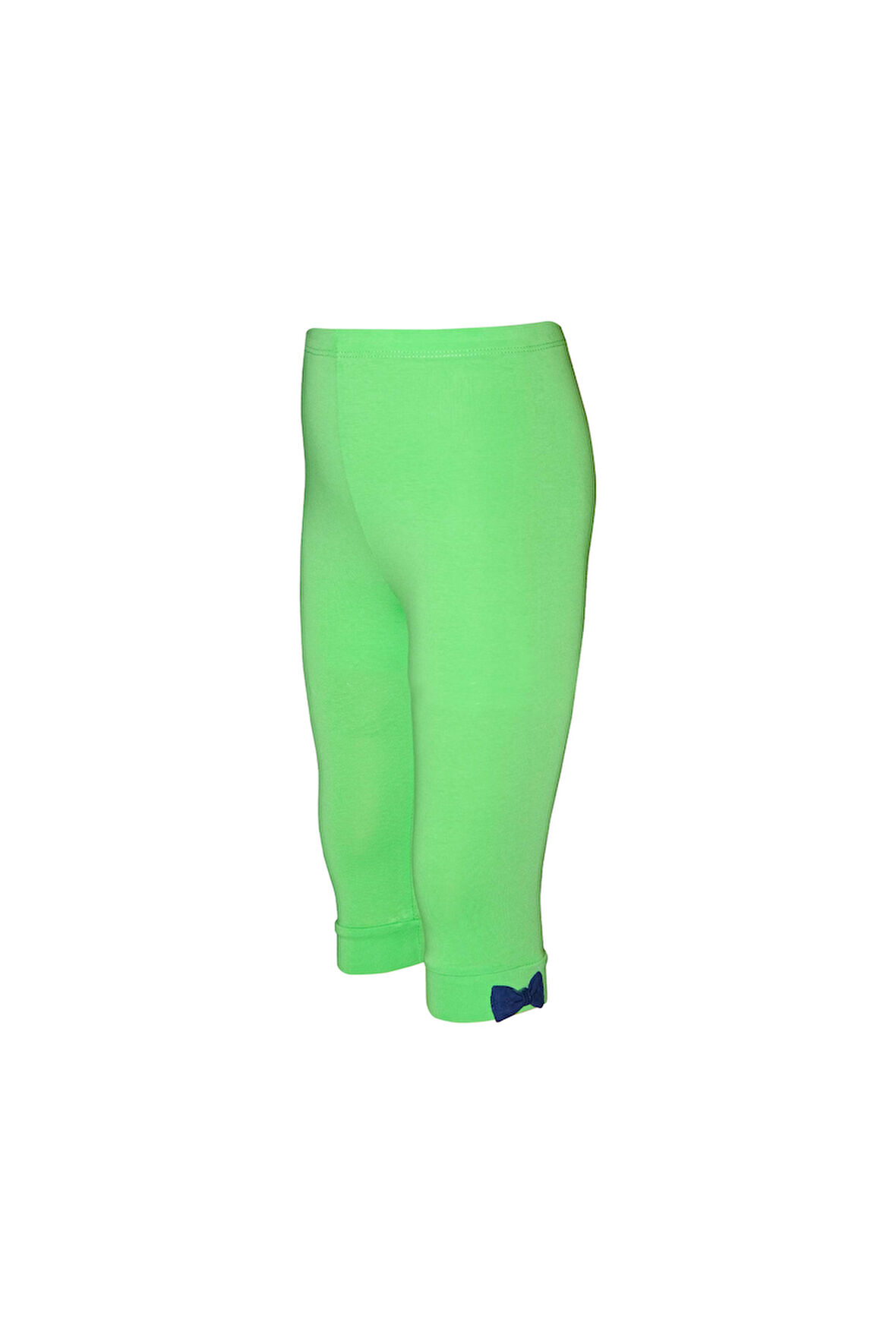 Açık Yeşil Basic Kız Çocuk Fiyonklu Diz Altı Tayt Kapri