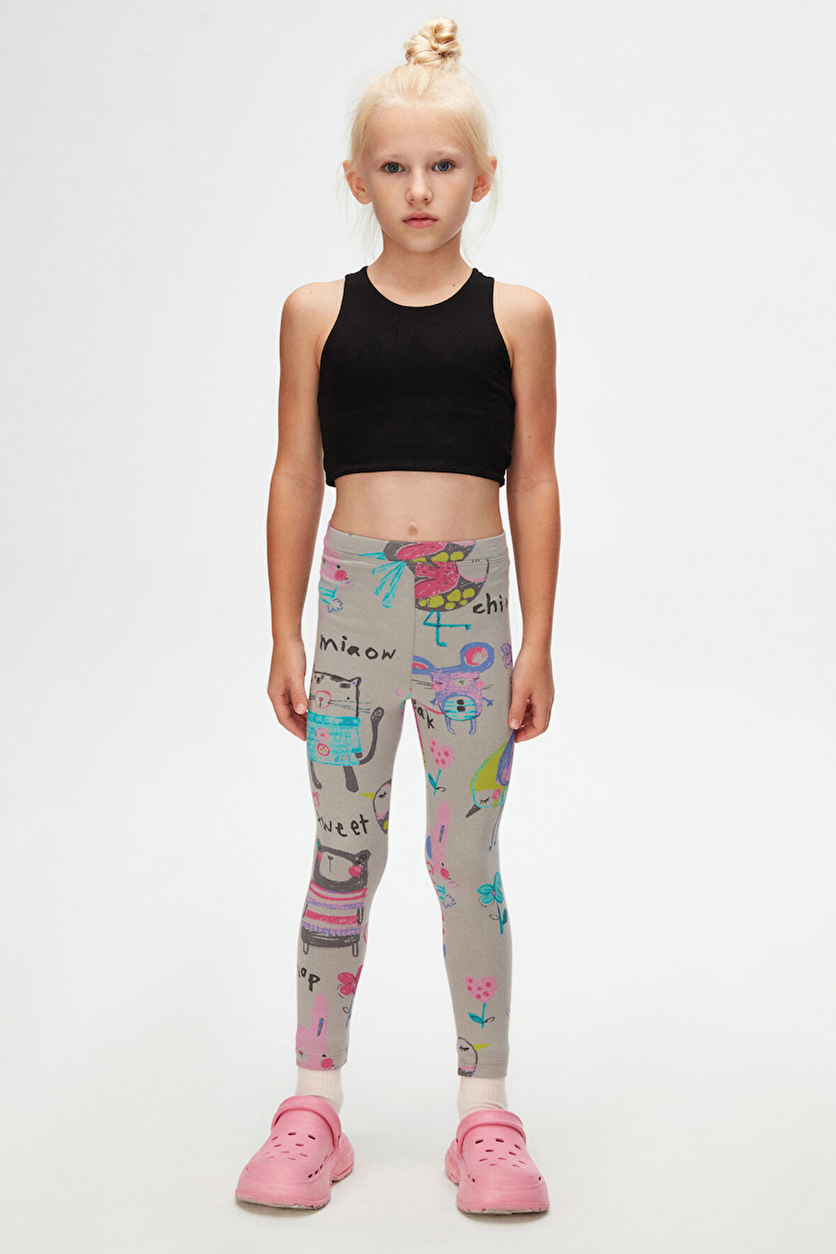 Ay Grisi Chirping Animals Kız Çocuk Yazlık Desenli Tayt