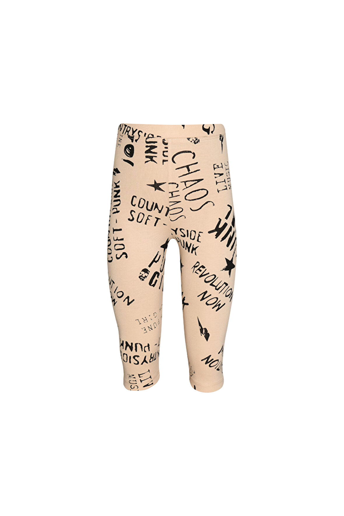 Punk Gırl Kız Çocuk Desenli Diz Altı Tayt Kapri