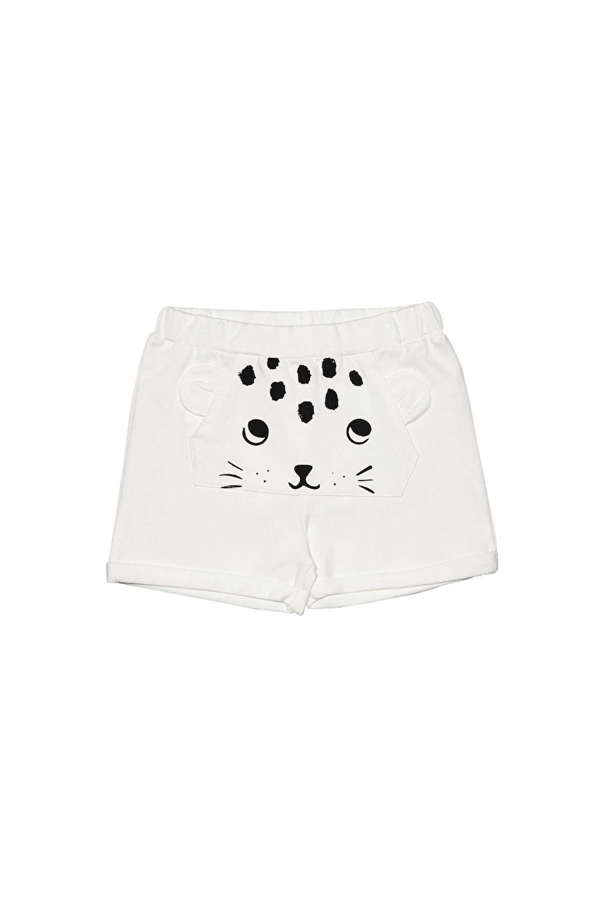 Ekru Kanguru Cepli Kız Çocuk Şort