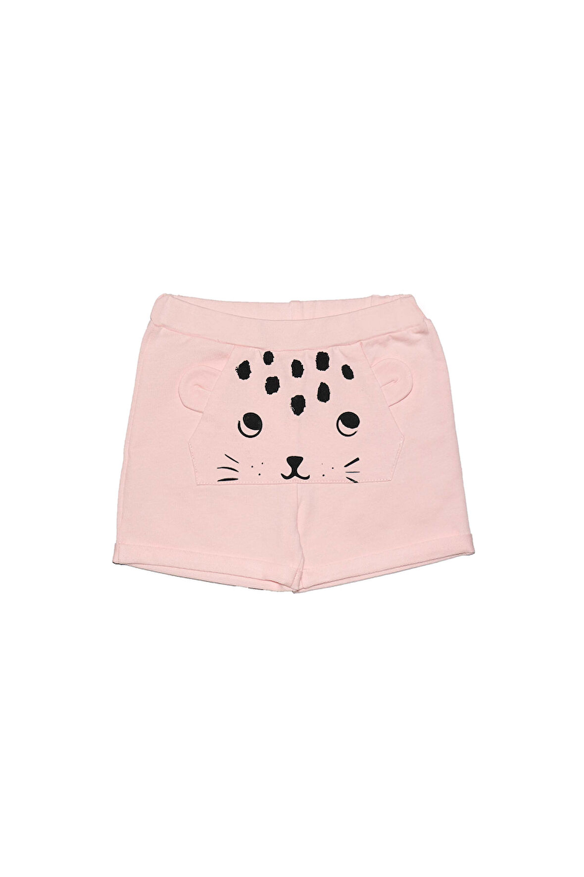 Açık Pudra Kanguru Cepli Kız Çocuk Şort