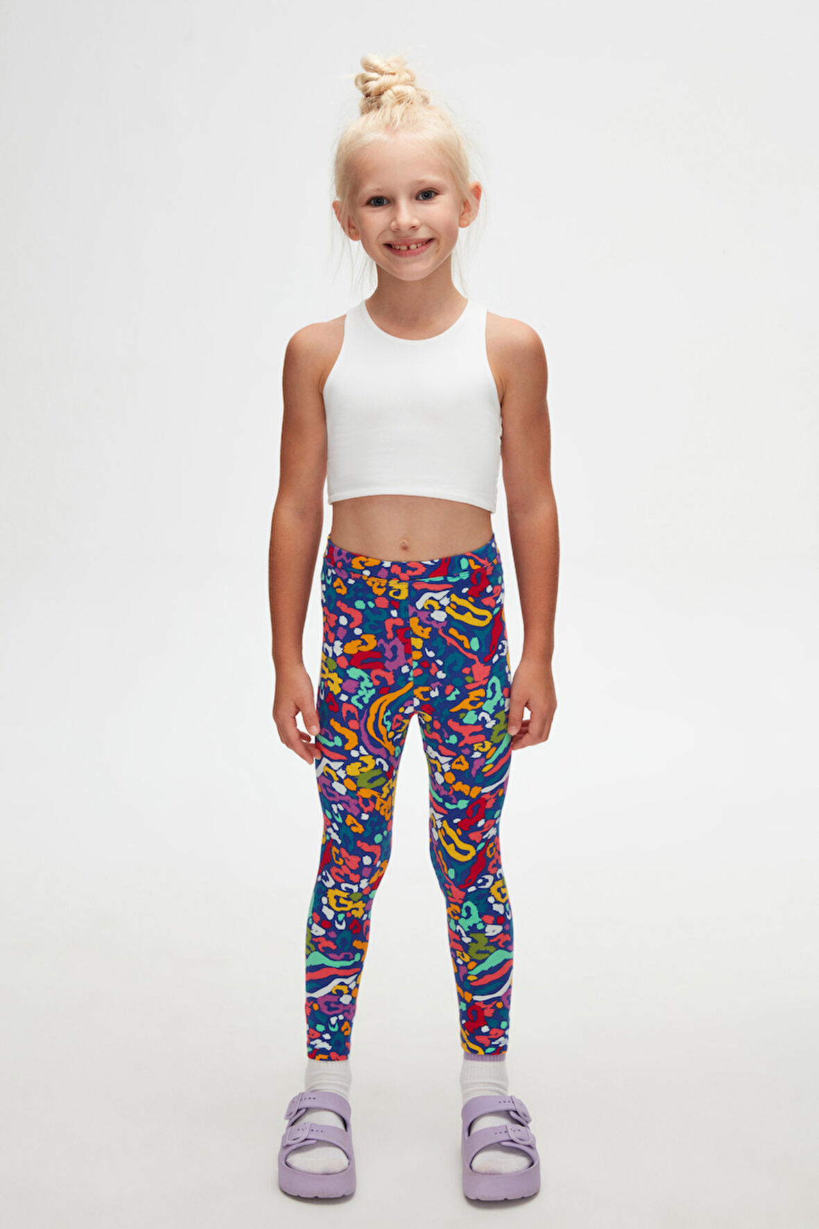 Abstract Leopard Kız Çocuk Yazlık Desenli Tayt