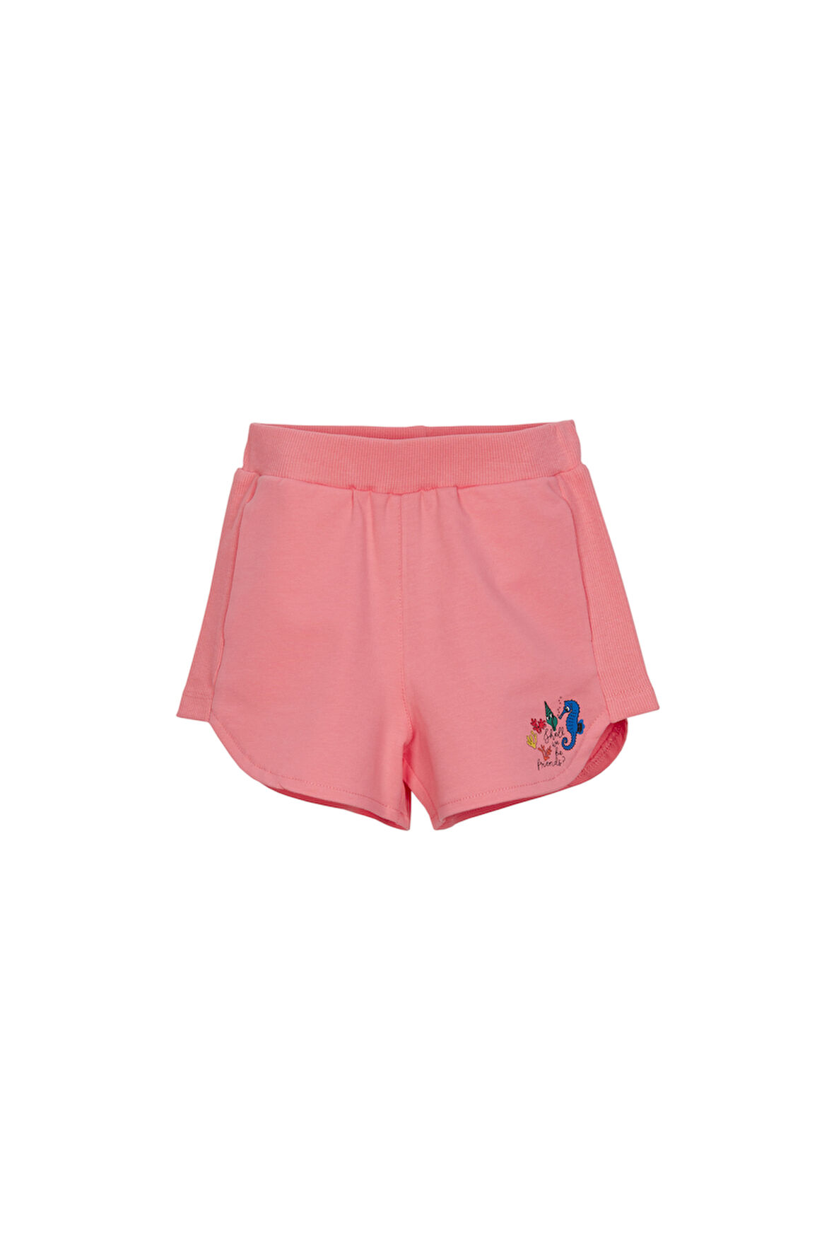 Somon İki İplik Deniz Atı Baskılı Kız Çocuk Şort