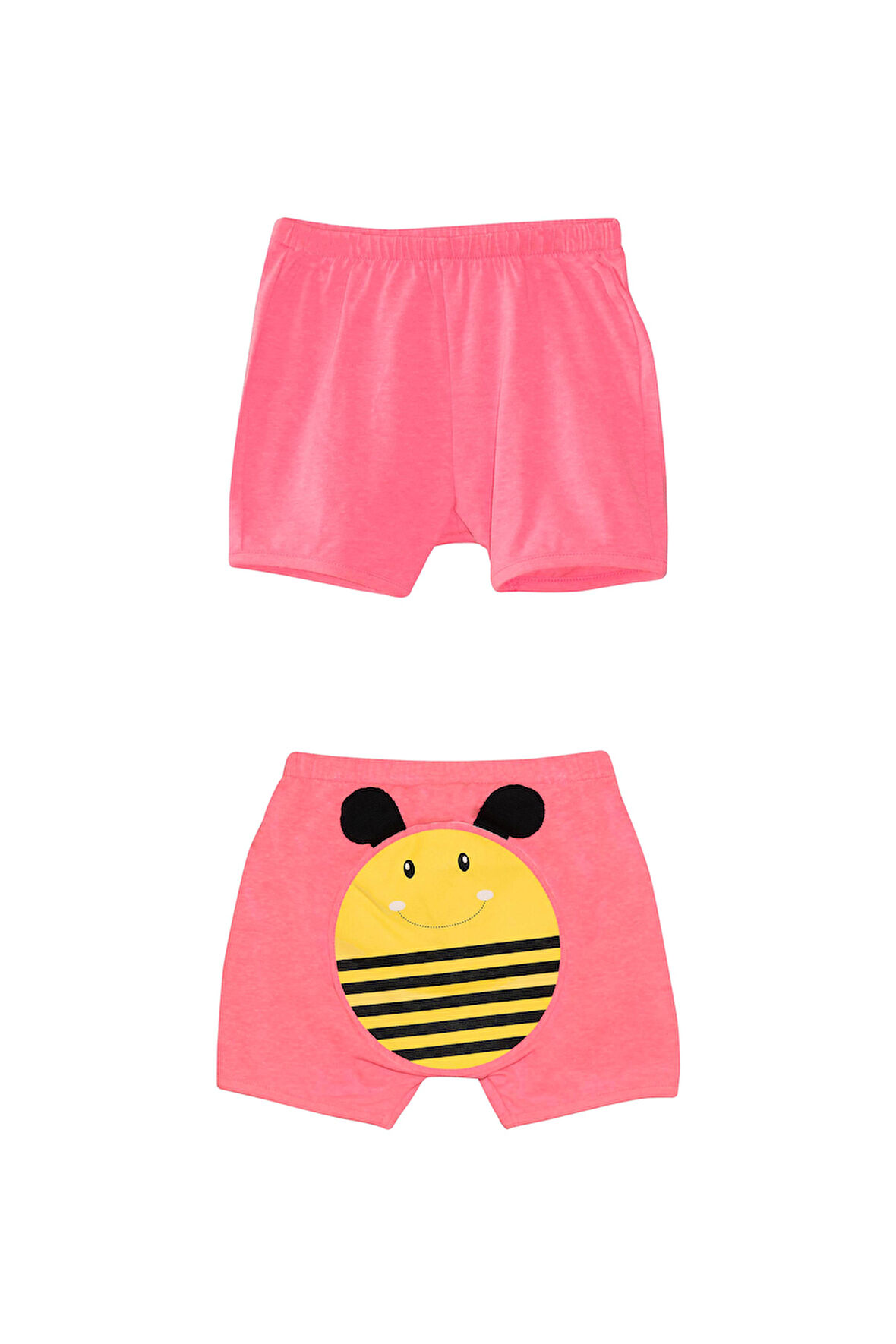Fosfor Fuşya Arı Baskılı Kız Çocuk Şort