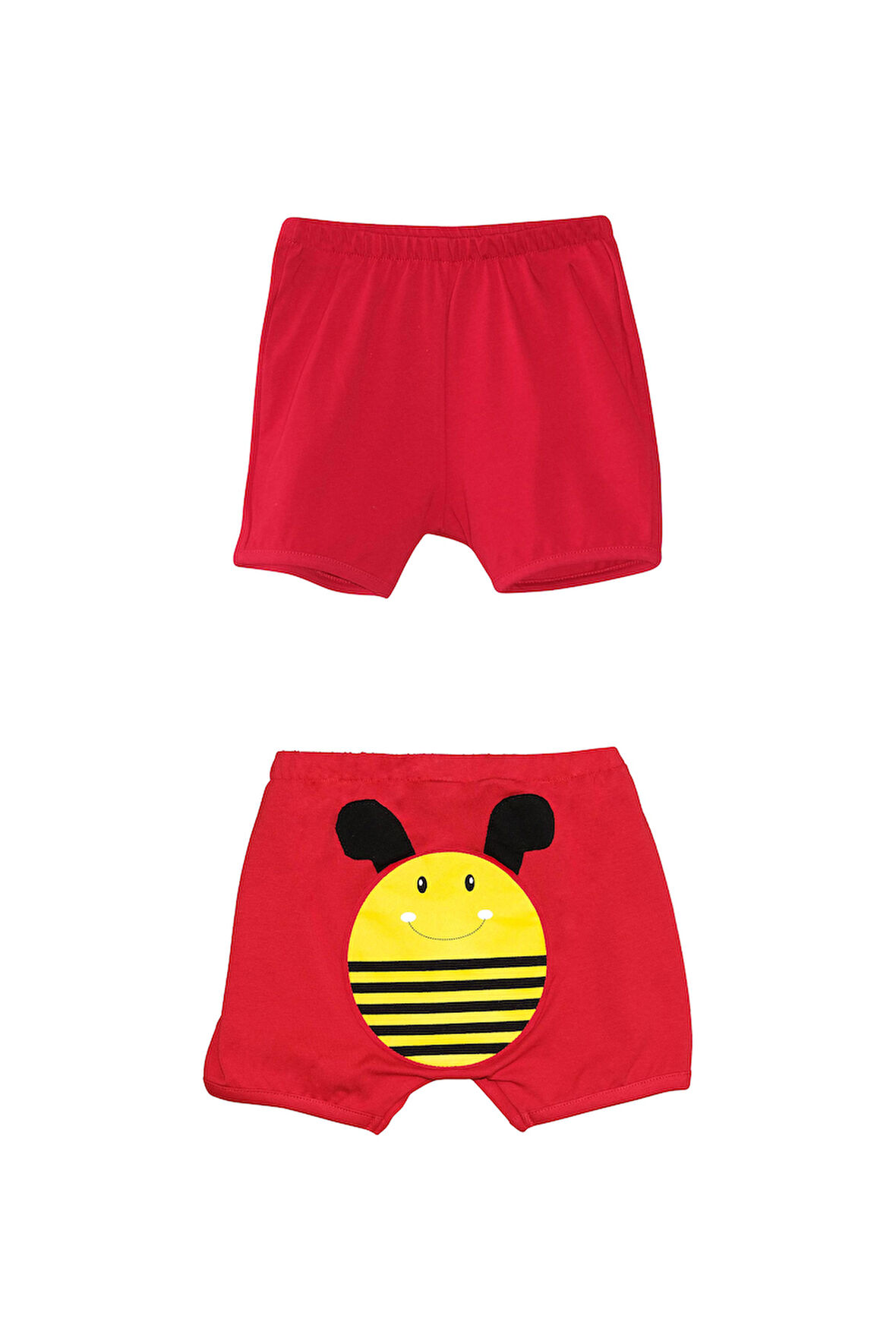 Kırmızı Arı Baskılı Kız Çocuk Şort