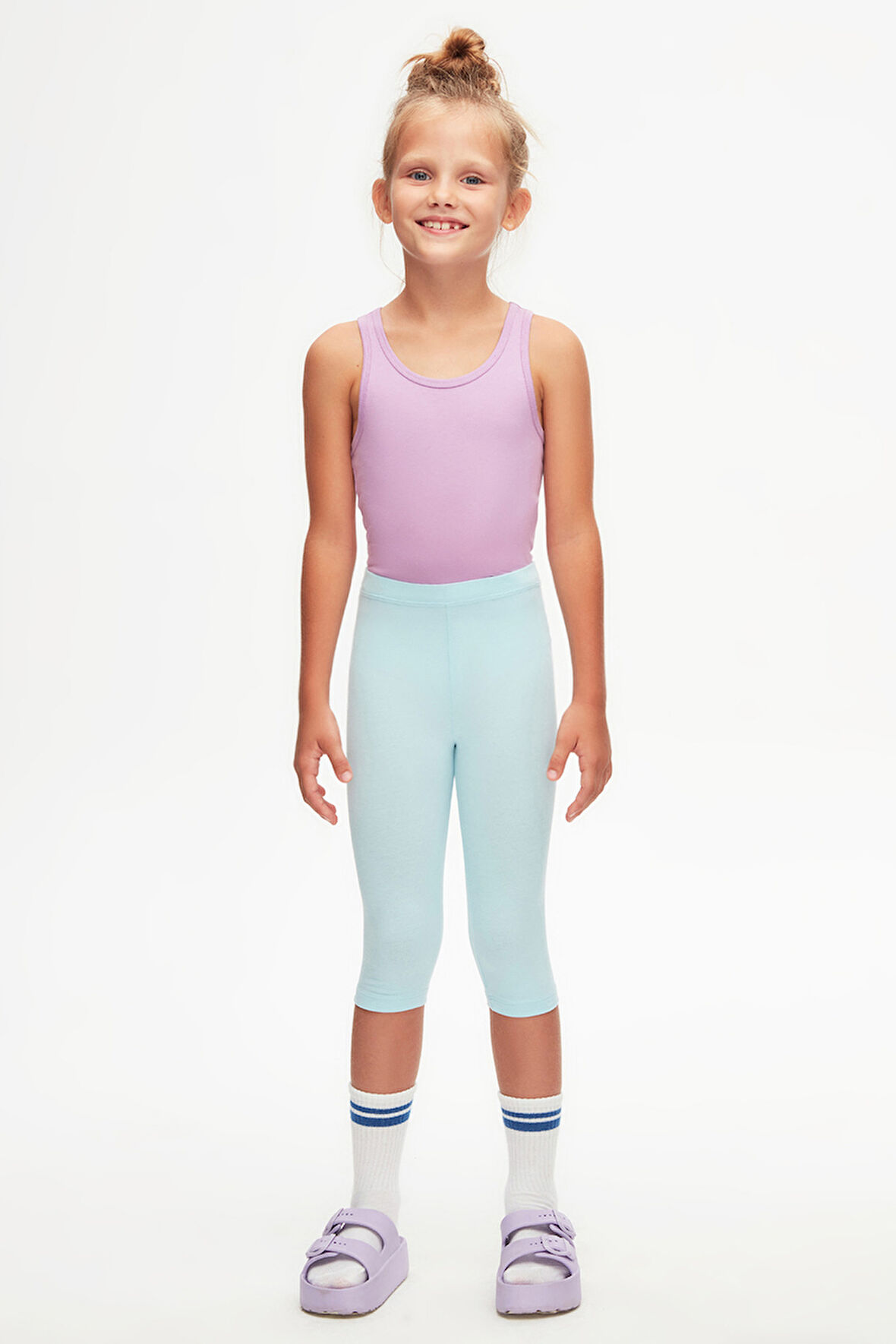 Bebek Mavisi Basic Kız Çocuk Diz Altı Tayt Kapri