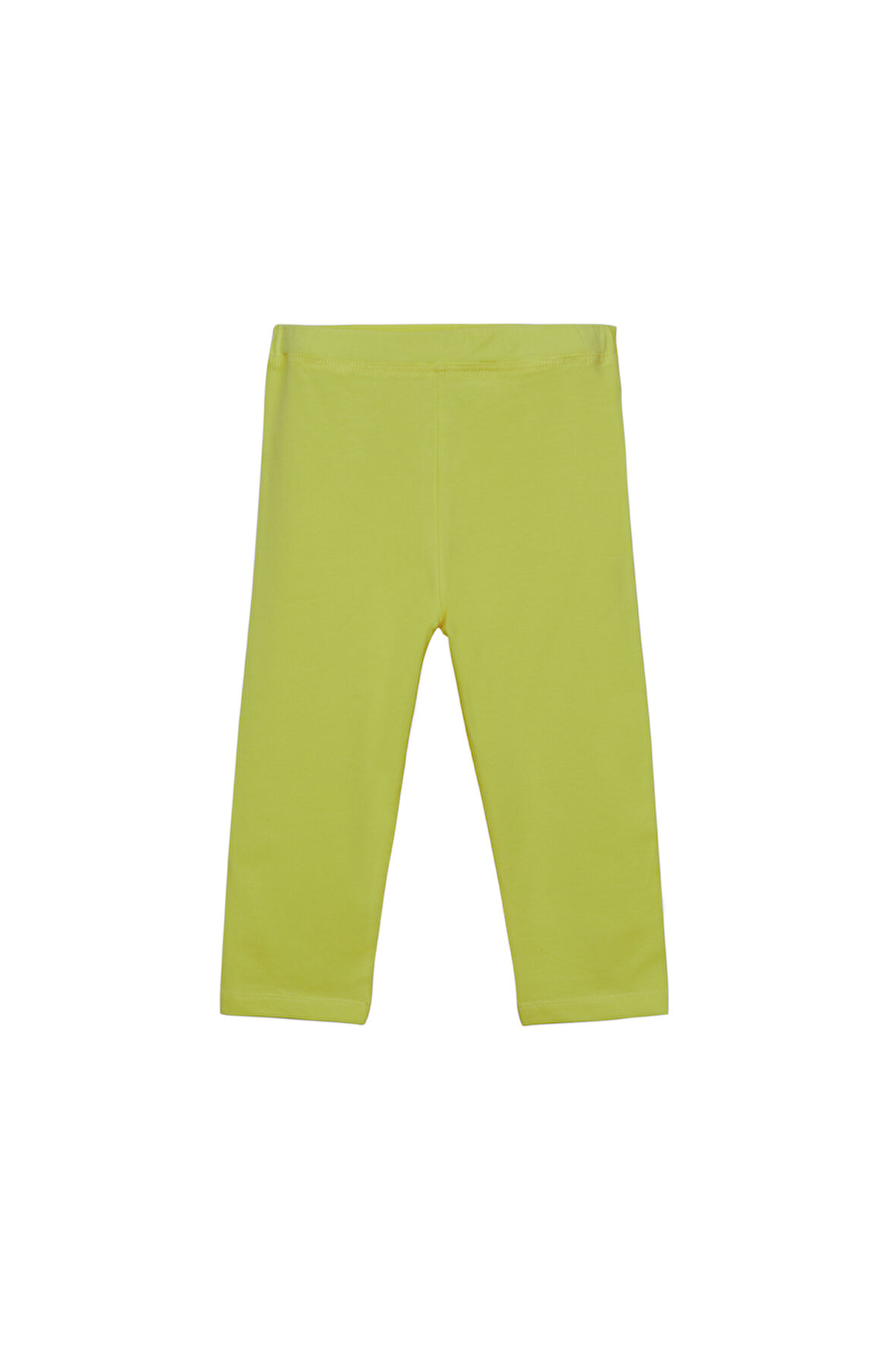 Yağ Yeşili Basic Kız Çocuk Diz Altı Tayt Kapri