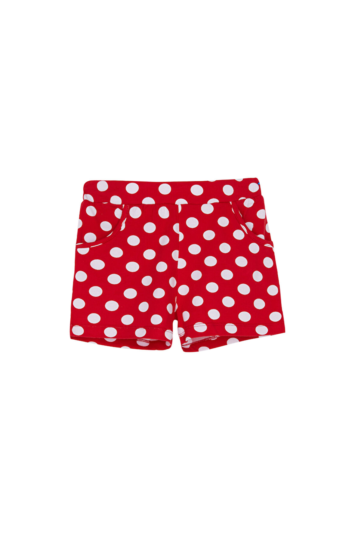 Kırmızı Polka-Dot Kız Çocuk Desenli Cepli Şort