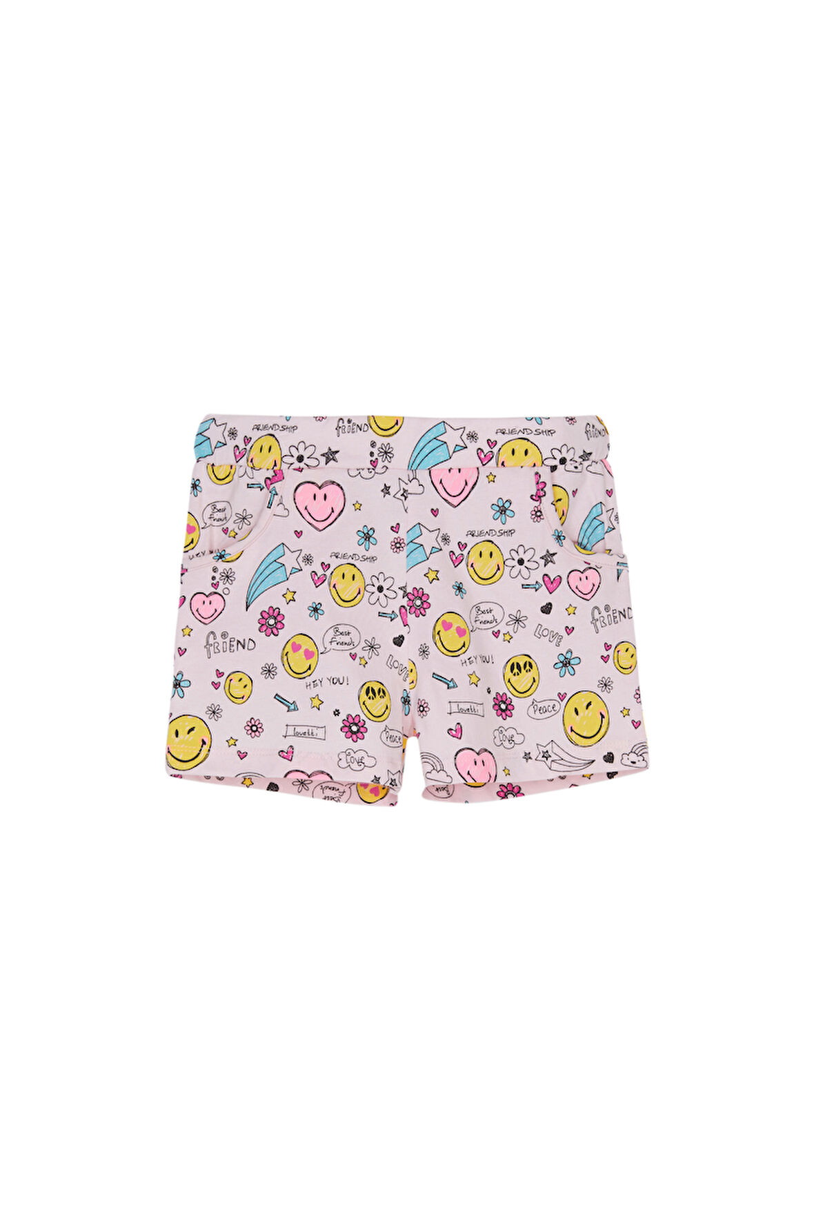 Friendly Smile Kız Çocuk Desenli Cepli Şort