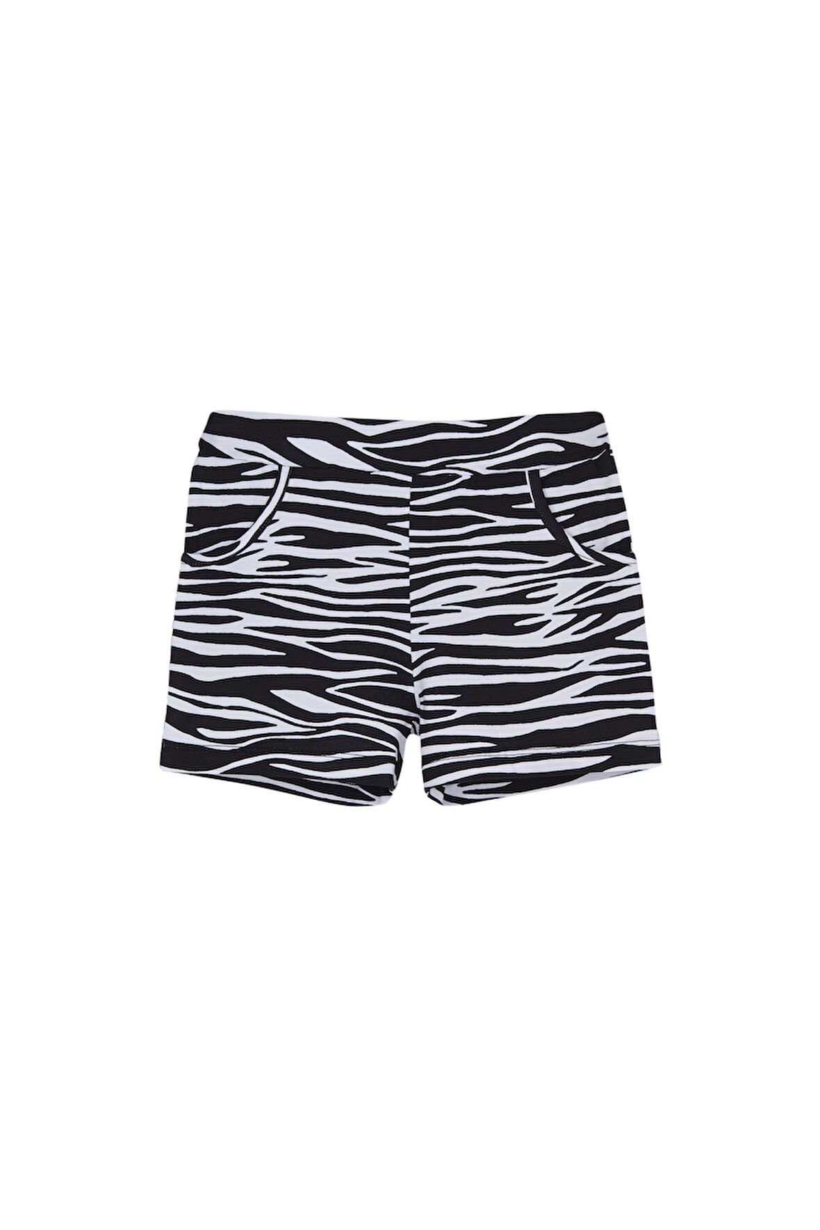 Zebra Kız Çocuk Desenli Cepli Şort