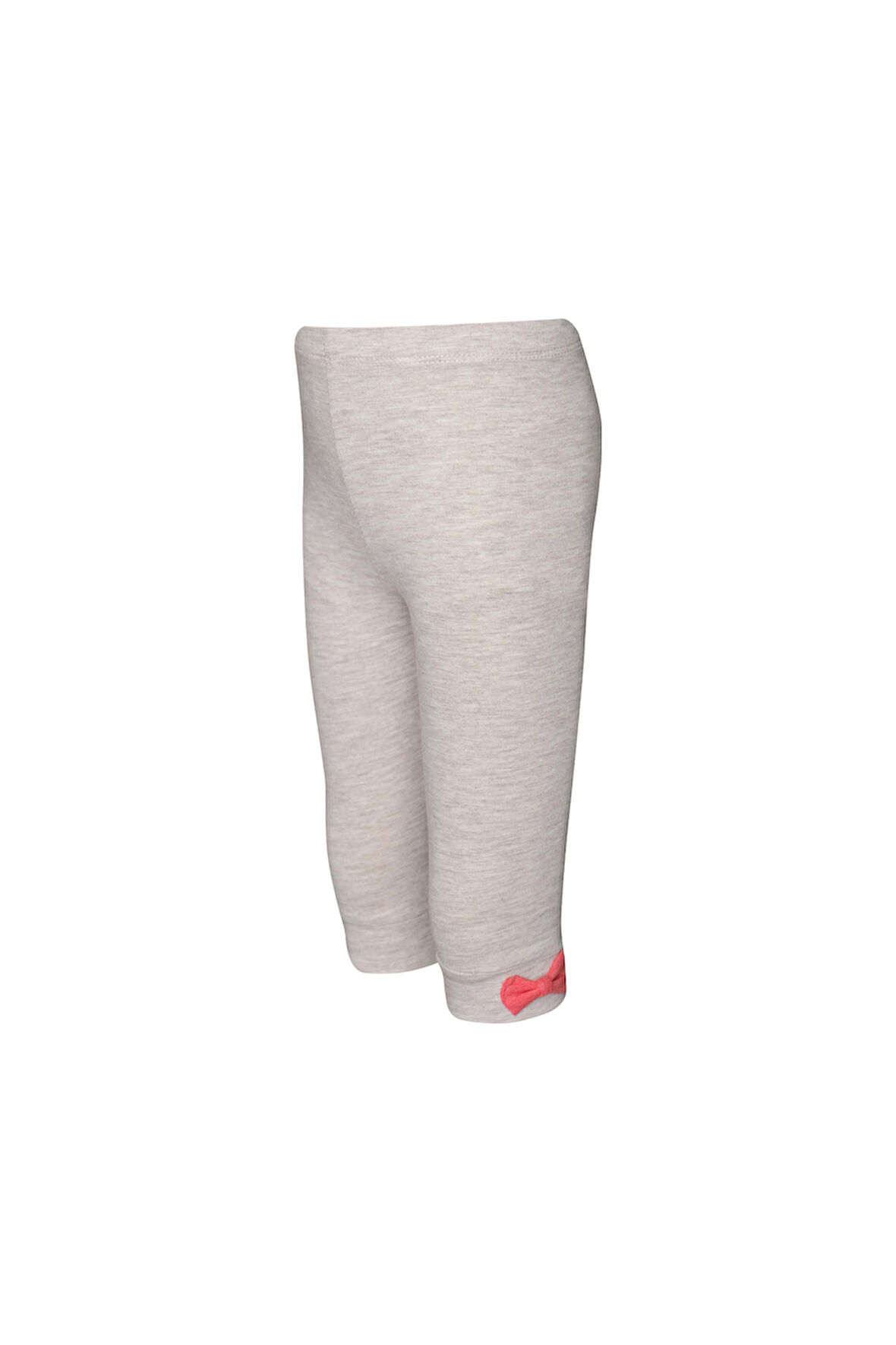 Koyu Bej Melanj Basic Kız Çocuk Fiyonklu Diz Altı Tayt Kapri