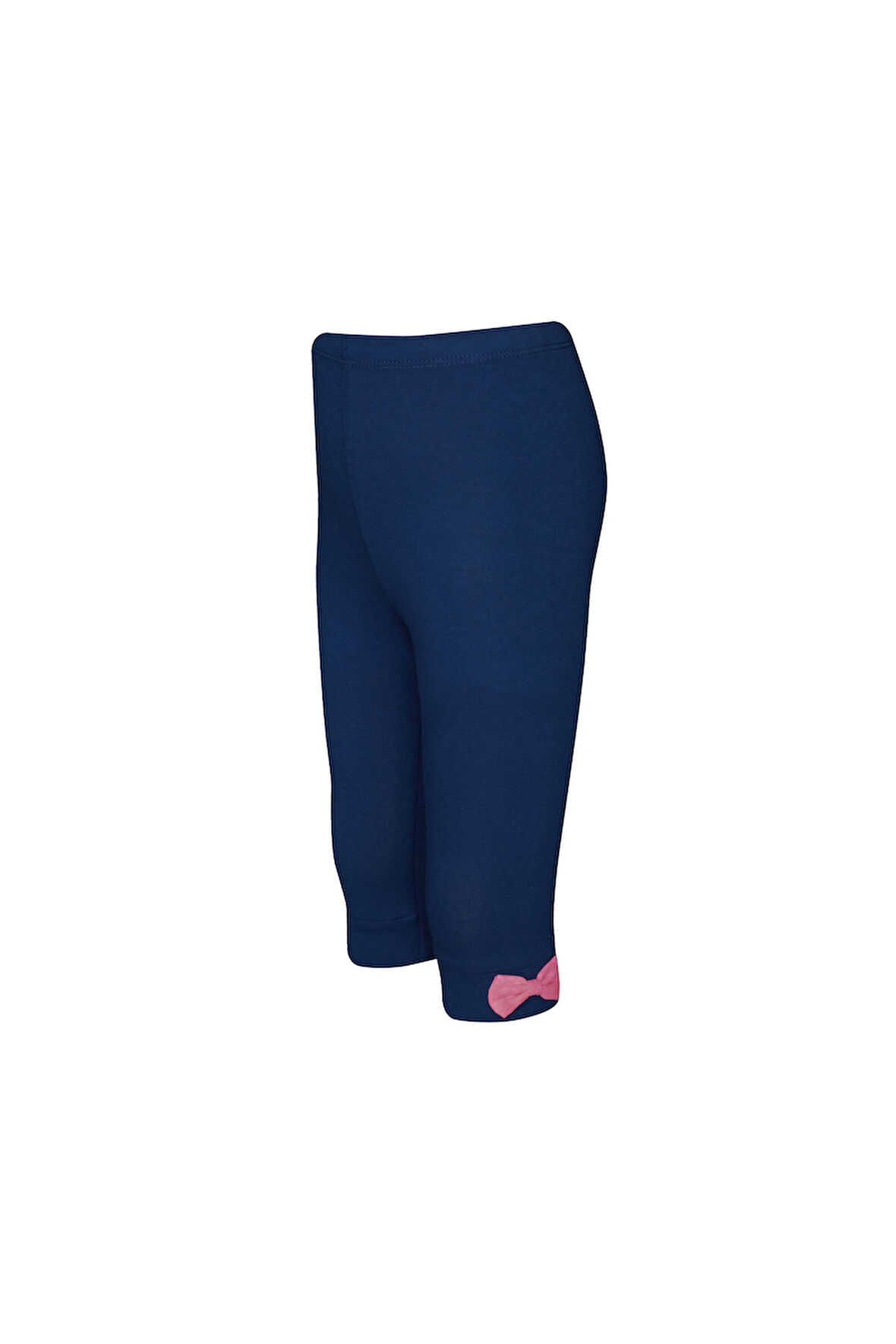 Açık Lacivert Basic Kız Çocuk Fiyonklu Diz Altı Tayt Kapri