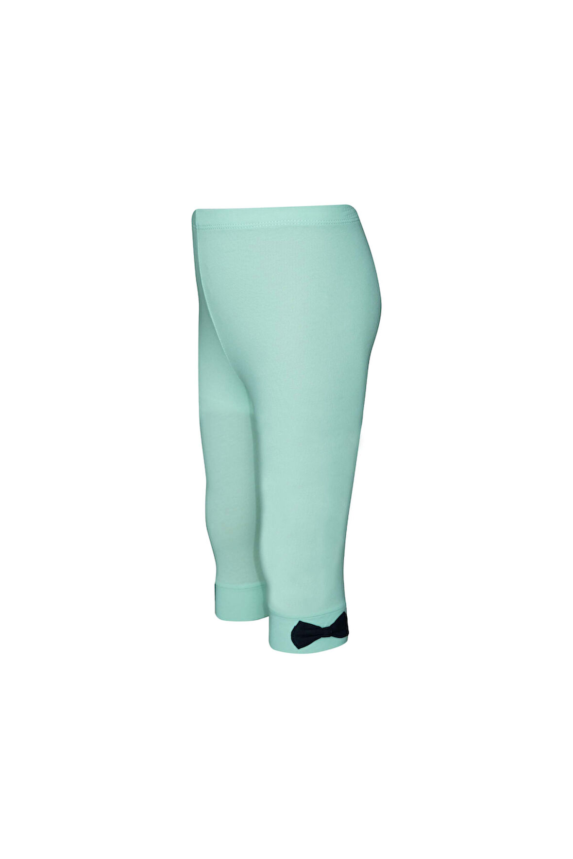 Soft Yeşil Basic Kız Çocuk Fiyonklu Diz Altı Tayt Kapri
