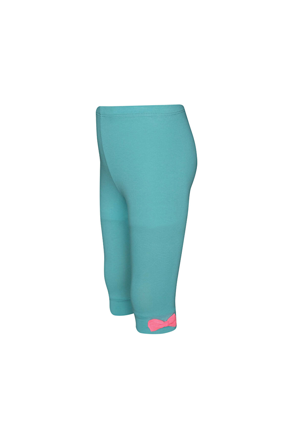 Çağla Yeşil Basic Kız Çocuk Fiyonklu Diz Altı Tayt Kapri