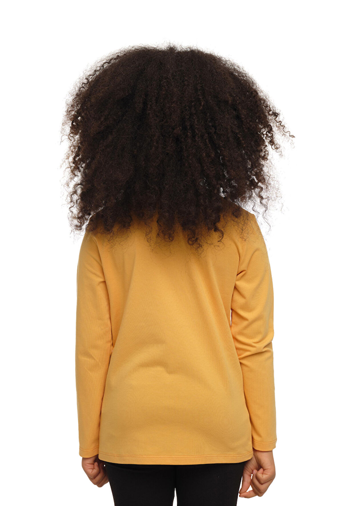 Kavun Sarı Basic Unisex Çocuk Mevsimlik Sıfır Yaka Uzun Kollu Tişört