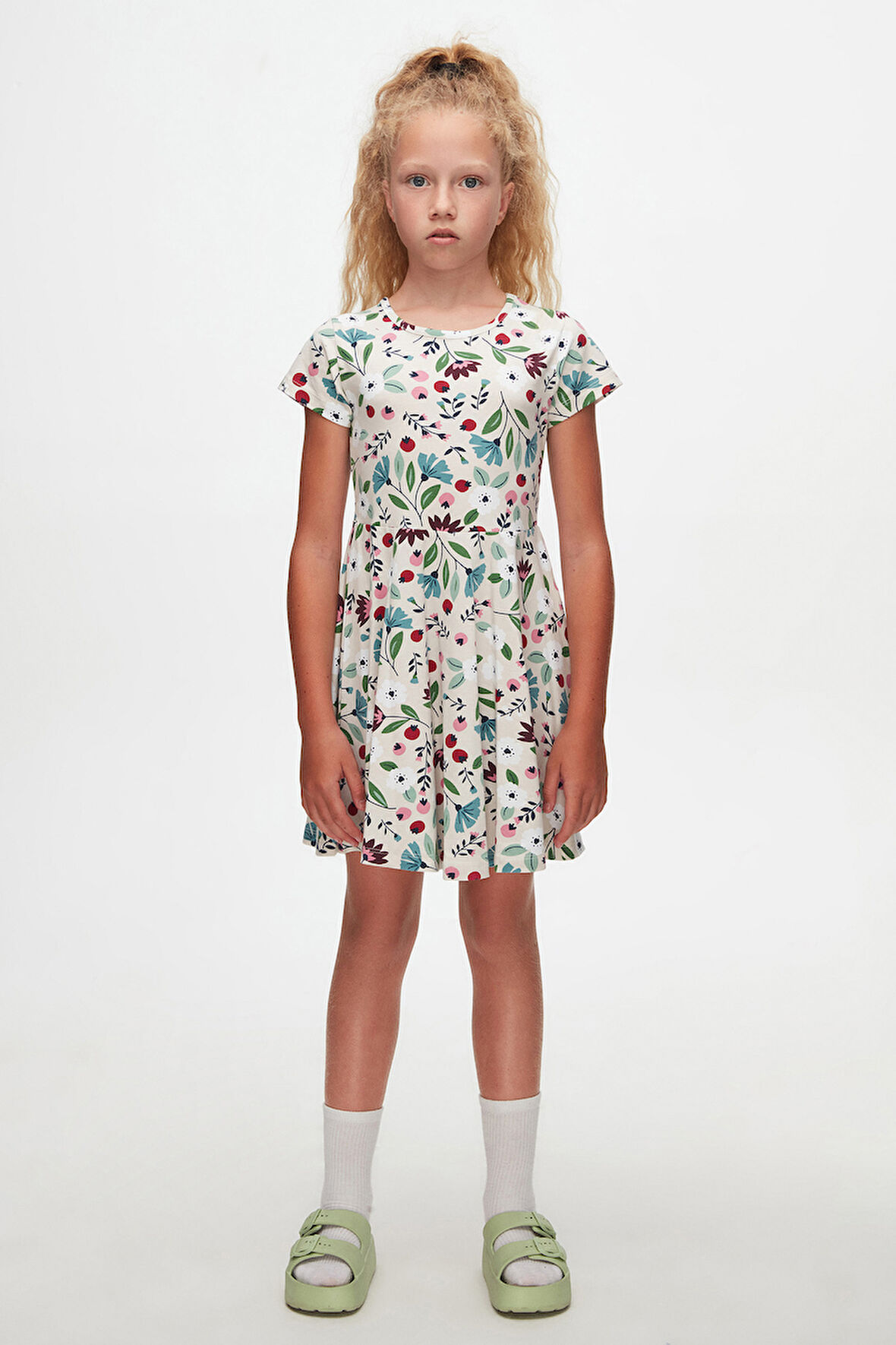 Fairy Garden Kız Çocuk Desenli Kısa Kollu Elbise