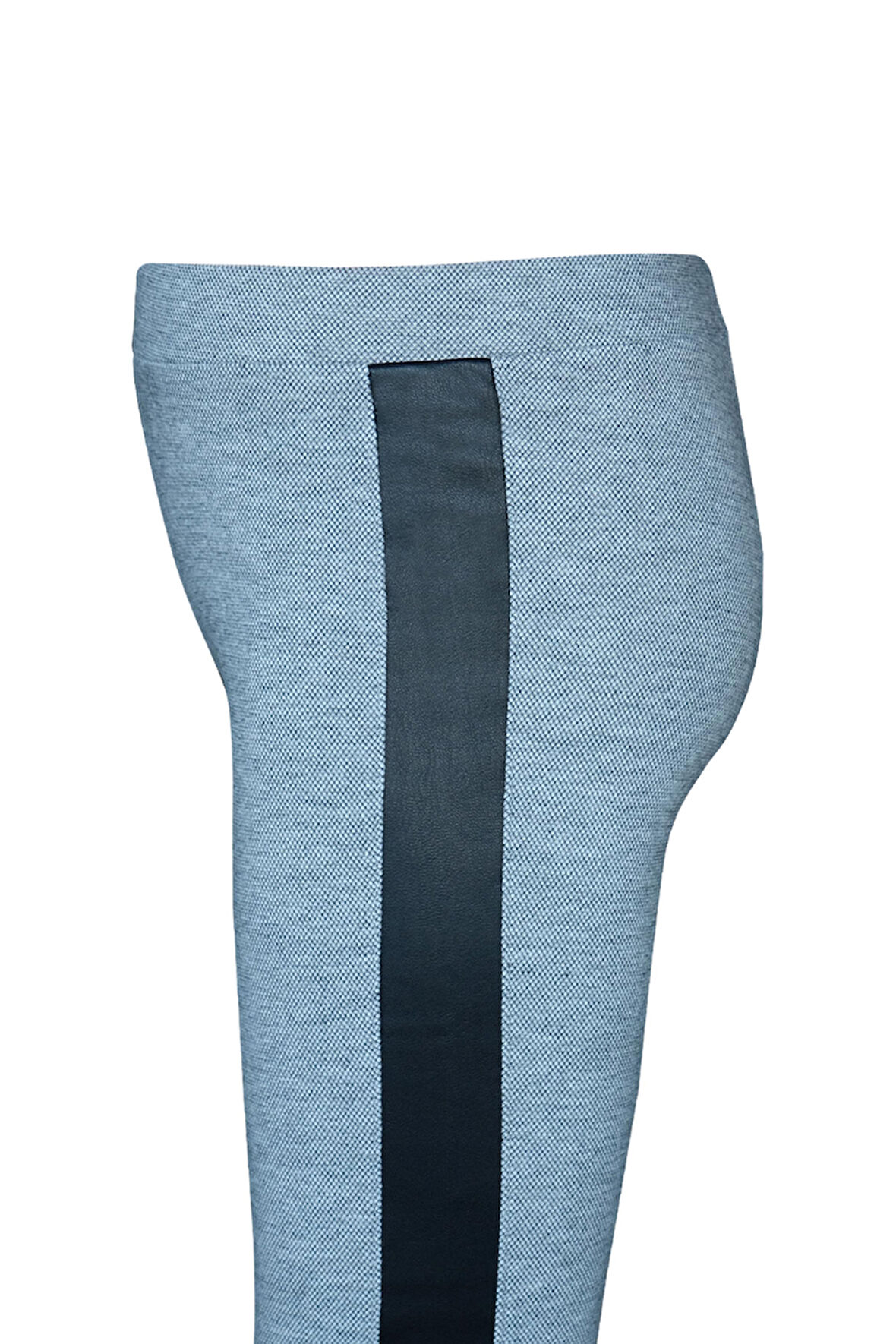 Açık Gri Yanı Deri Panelli Pike Kumaş Kız Çocuk Tayt